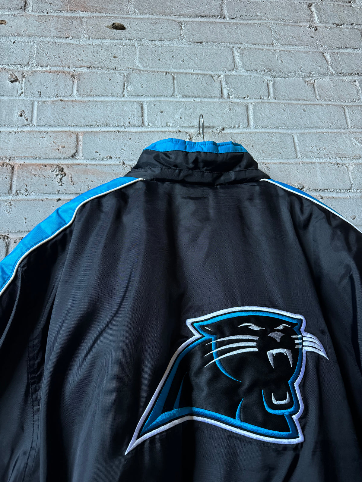 90’s Carolina Panthers Vintage Black Starter Reversible Quilted Nylon NFL Puffer Jacket (XXL)