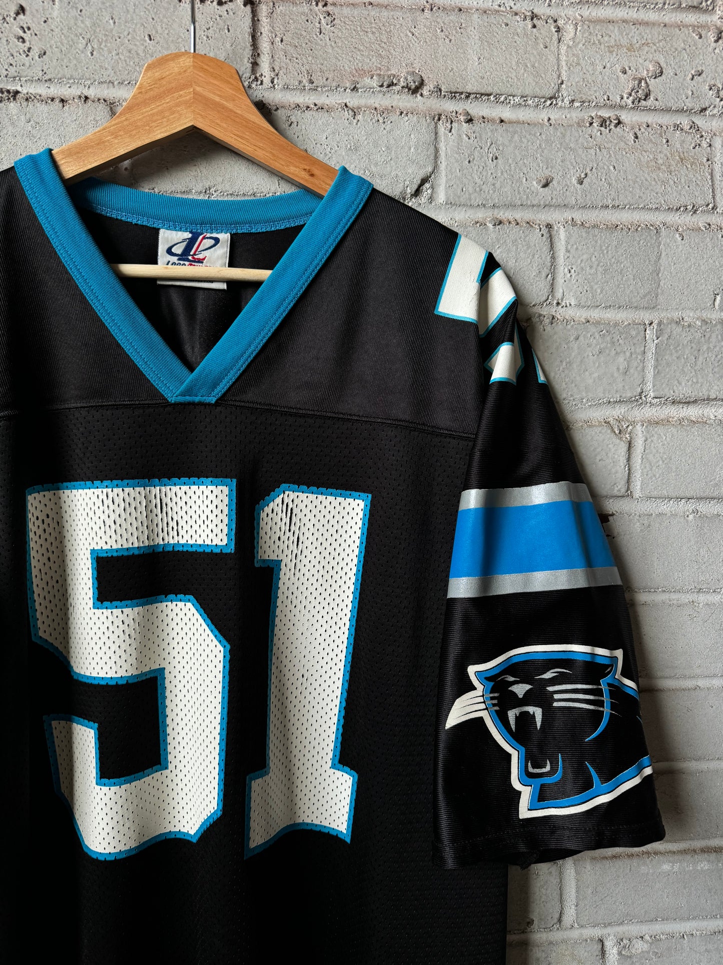 1995 Carolina Panthers Sam Mills Vintage Black Logo Athletic NFL Jersey (XL)