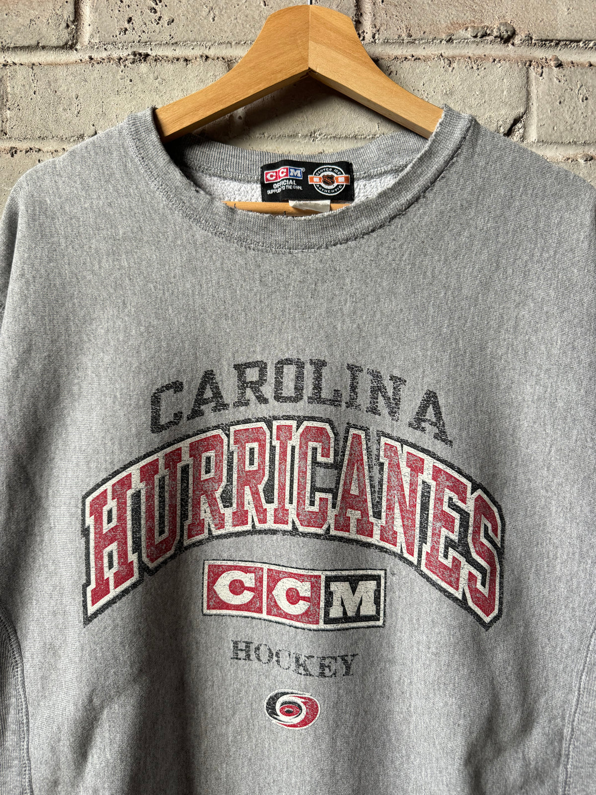 00’s Carolina Hurricanes Vintage Grey CCM Hockey Heavyweight NHL Crewneck (XL)