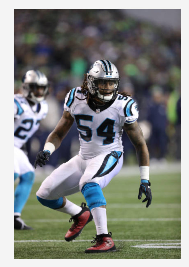 2016 Carolina Panthers Shaq Thompson x Thomas Davis Air Jordan 9 “My Cleats My Cause” Defending Dreams Foundation Game Worn PE Cleats - Autographed