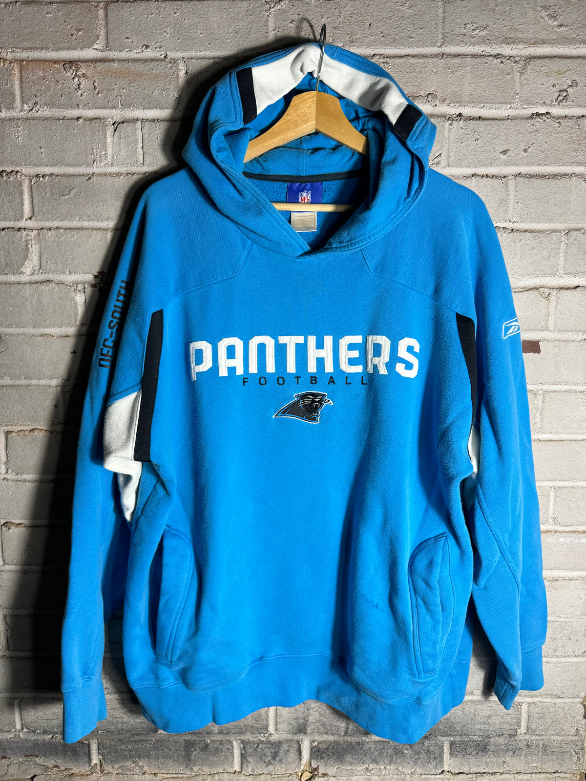 00’s Carolina Panthers Vintage Blue Reebok Heavyweight NFL Hoodie (Large)