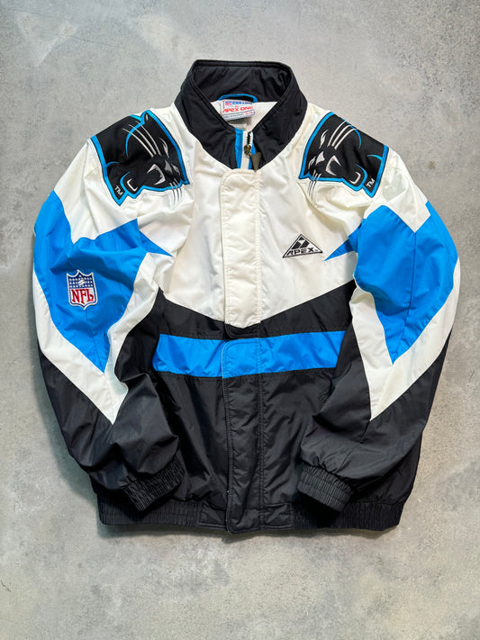 90’s Carolina Panthers Vintage Apex One Big Logo Embroidered NFL Windbreaker Jacket (XL)