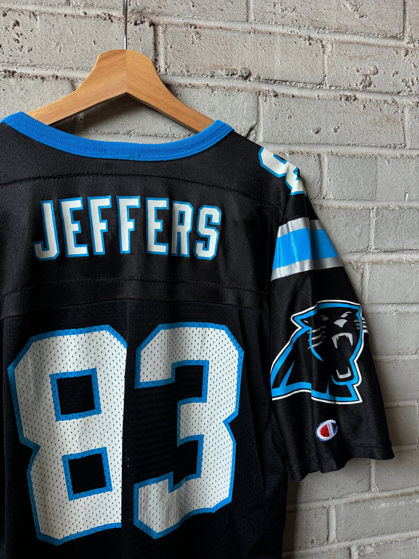2001 Carolina Panthers Patrick Jeffers Vintage Black Champion NFL Jersey (40/Medium)