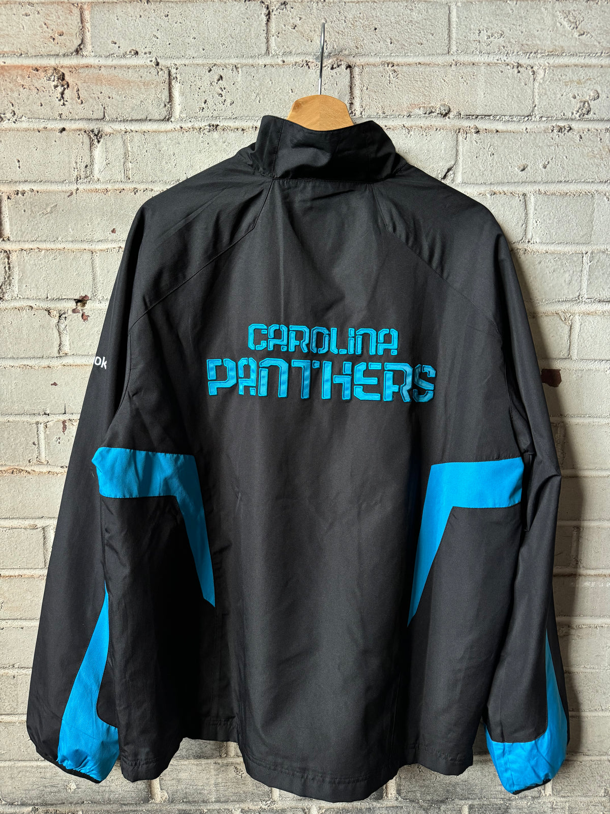 00’s Carolina Panthers Vintage Black Reebok Quarter Zip NFL Sideline Pullover Jacket - Deadstock (Small)