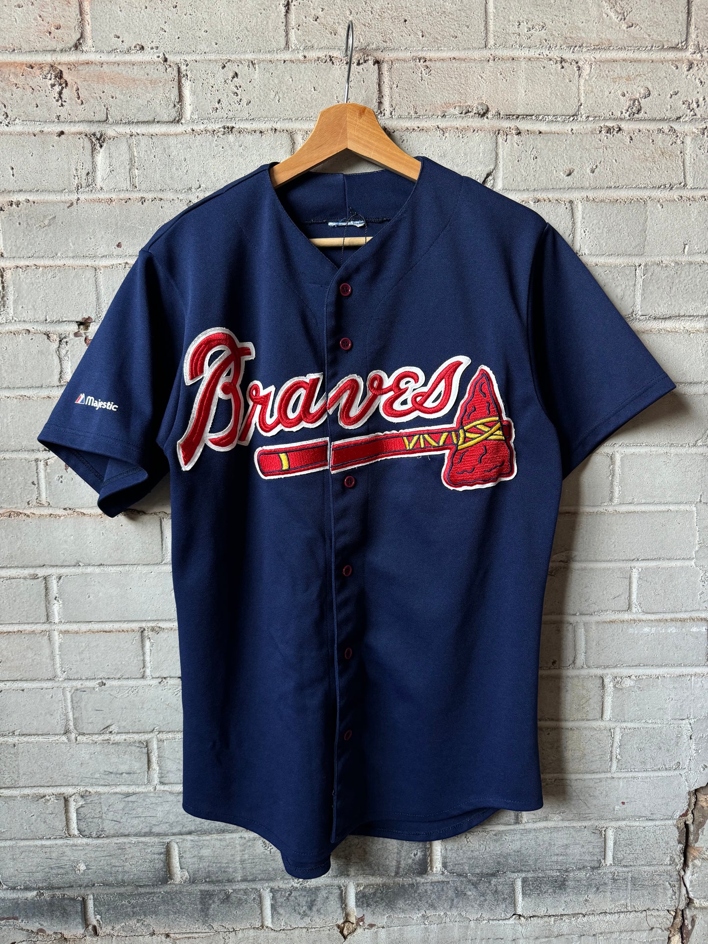 90’s Atlanta Braves Vintage Blue Embroidered Majestic MLB Baseball Jersey (Medium)