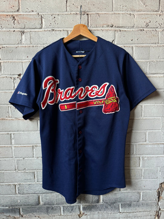 90’s Atlanta Braves Vintage Blue Embroidered Majestic MLB Baseball Jersey (Medium)
