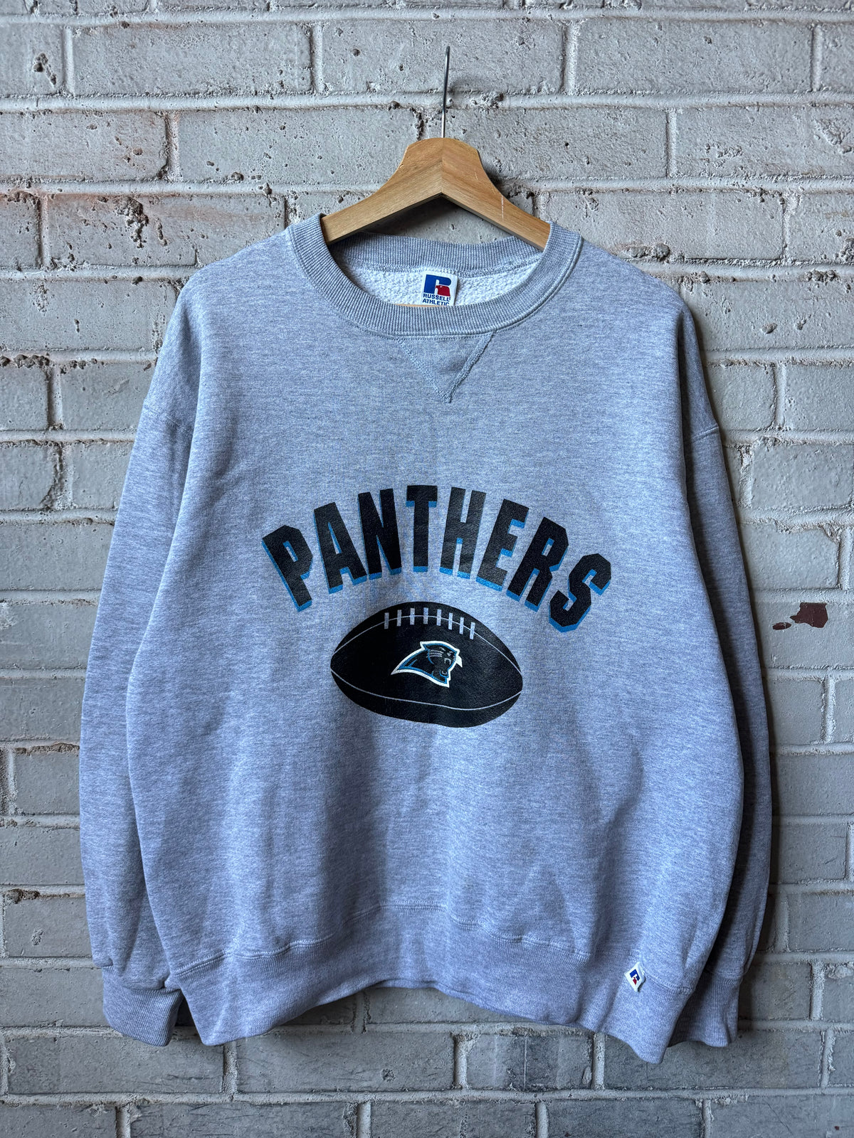 90’s Carolina Panthers Vintage Grey Russell Athletic Practice Style NFL Crewneck (Large)