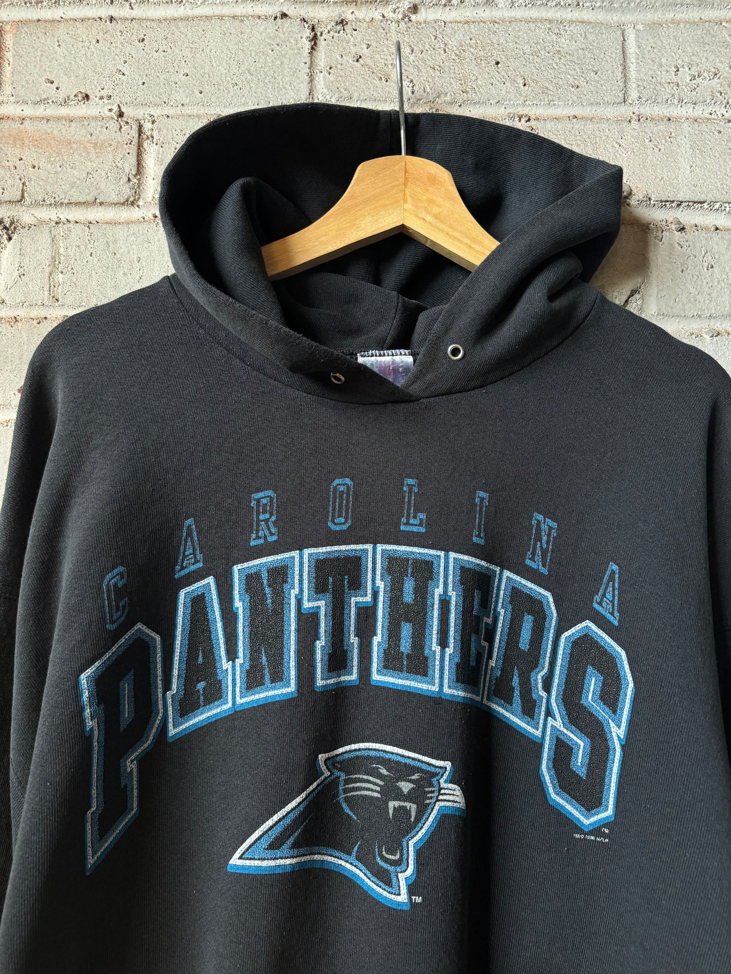 1996 Carolina Panthers Vintage Black Distressed NFL Hoodie (XL)