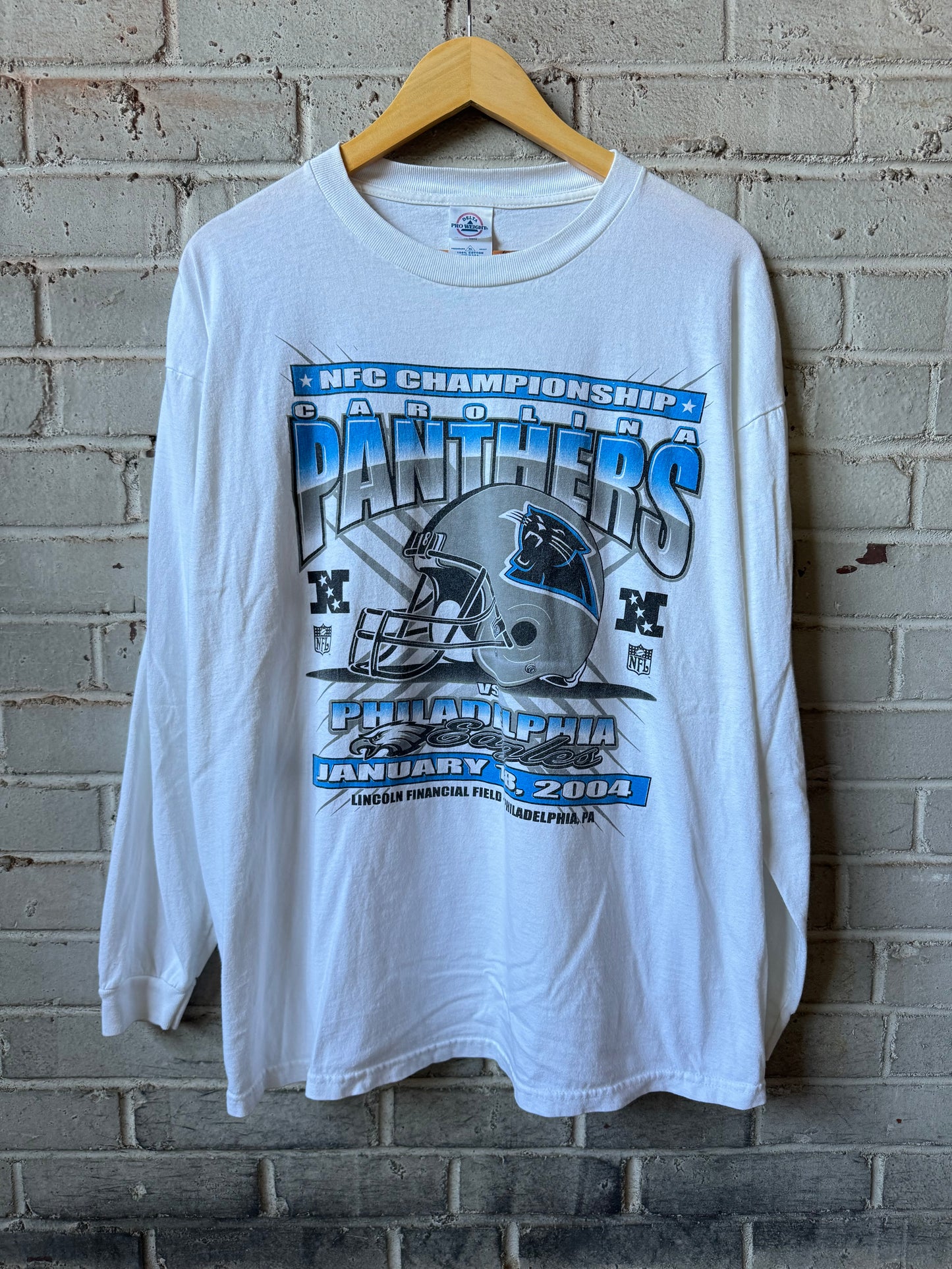 2004 Carolina Panthers vs. Philadelphia Eagles Vintage White NFC Championship NFL Longsleeve Tee (XL)