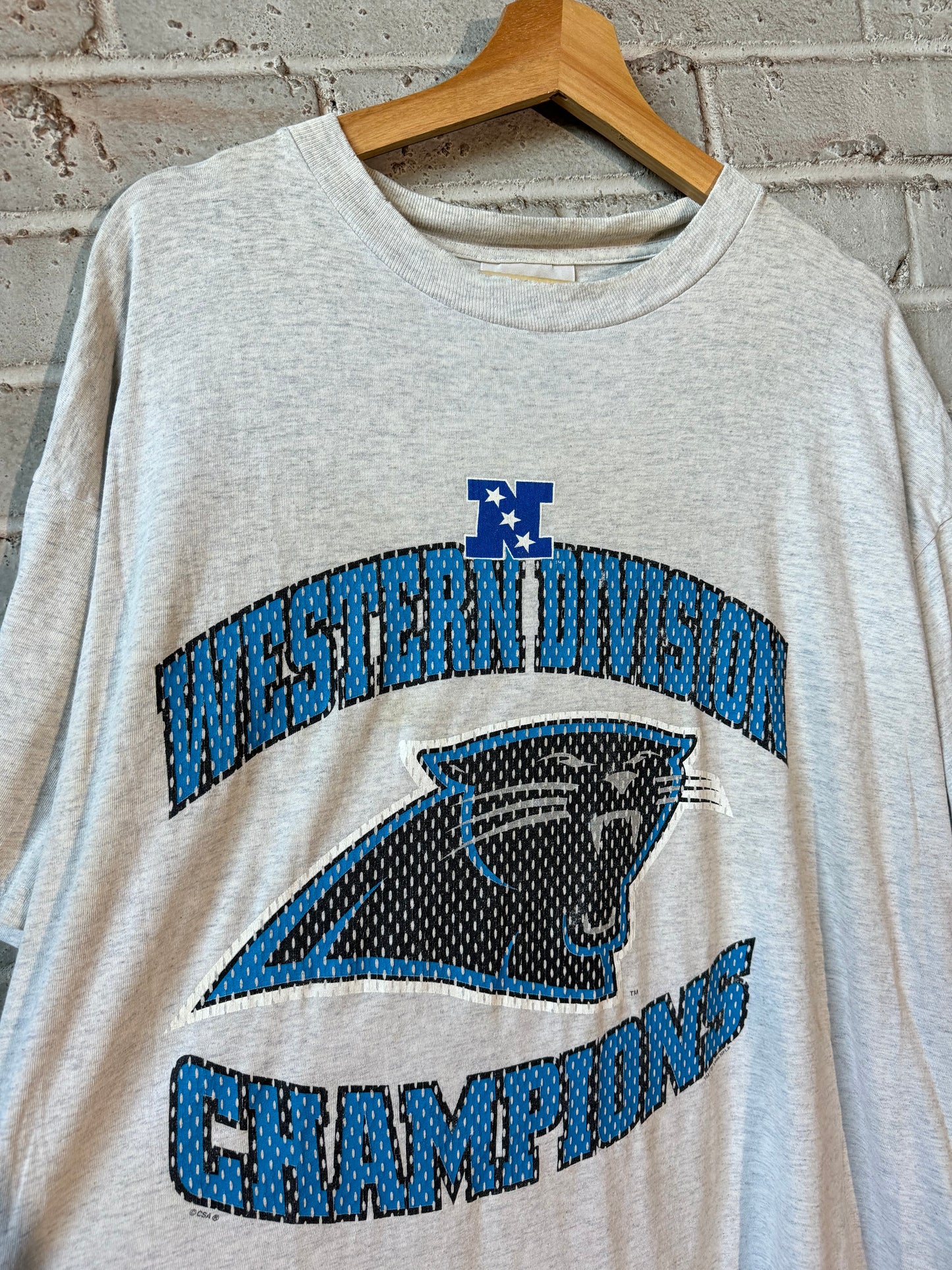 1996 Carolina Panthers NFC Western Division Champions Vintage Heather Grey NFL Tee (XL)