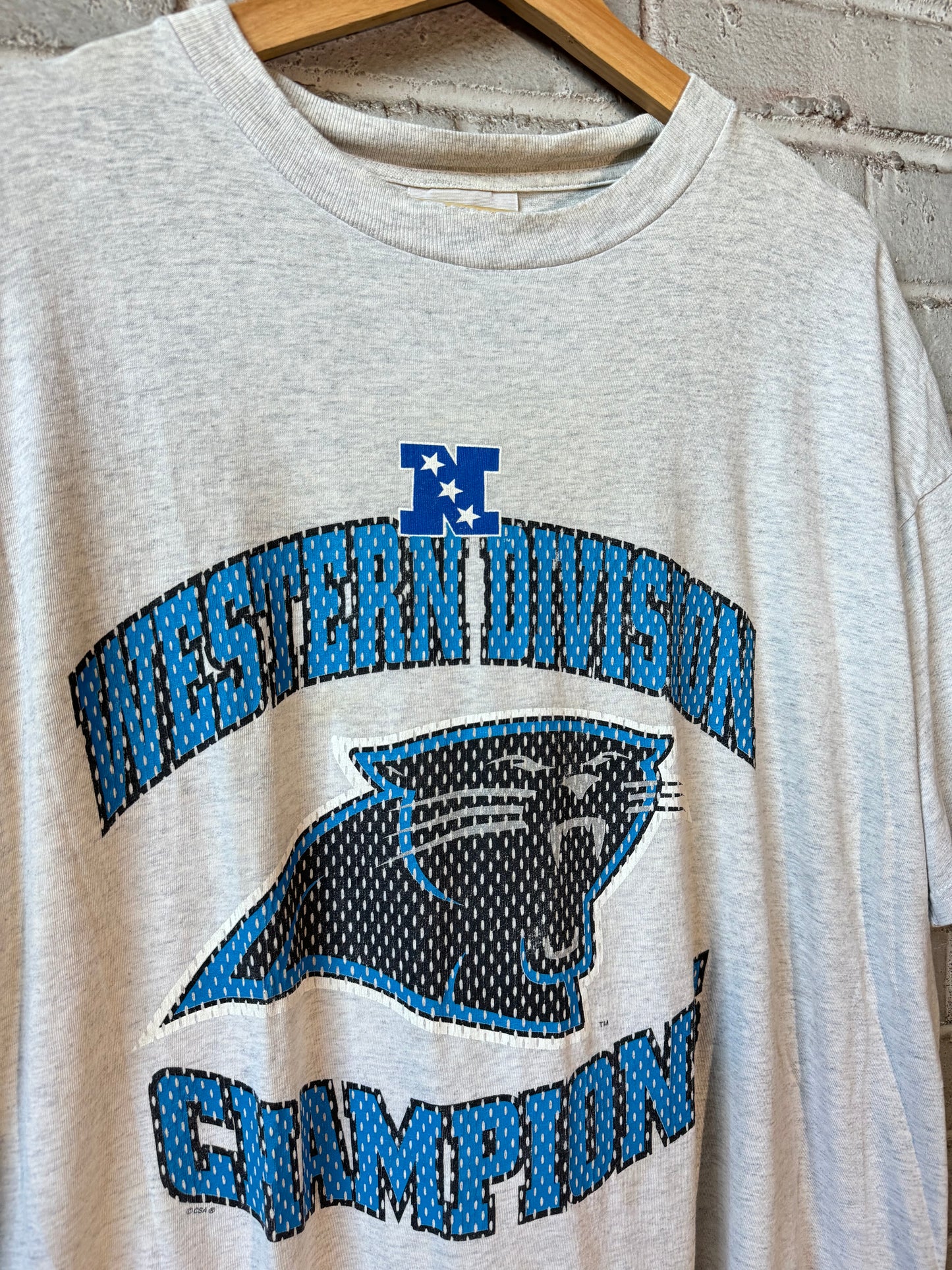 1996 Carolina Panthers NFC Western Division Champions Vintage Heather Grey NFL Tee (XL)