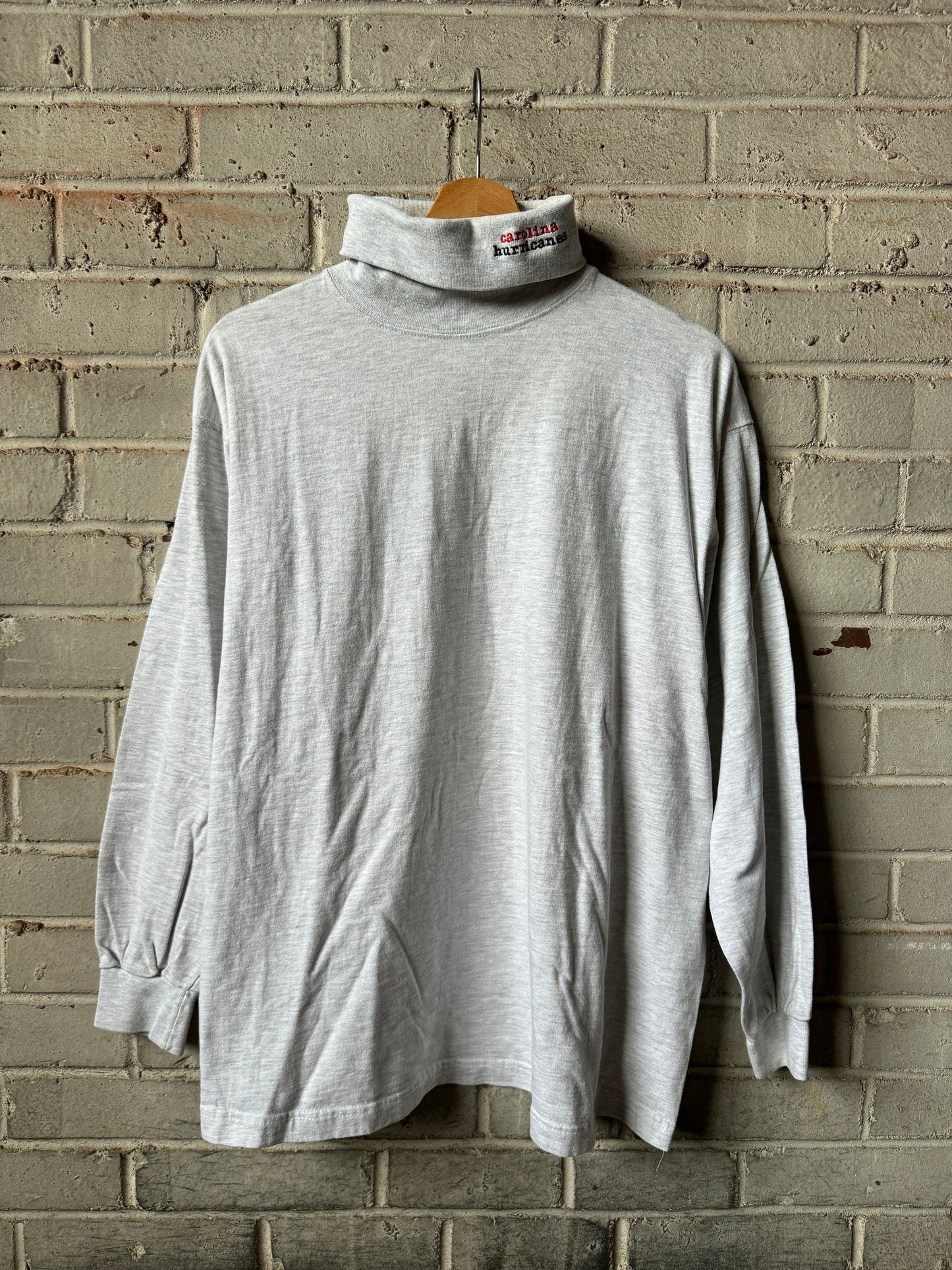 90’s Carolina Hurricanes Vintage Heather Grey Embroidered NHL Turtle Neck Longsleeve (Large)