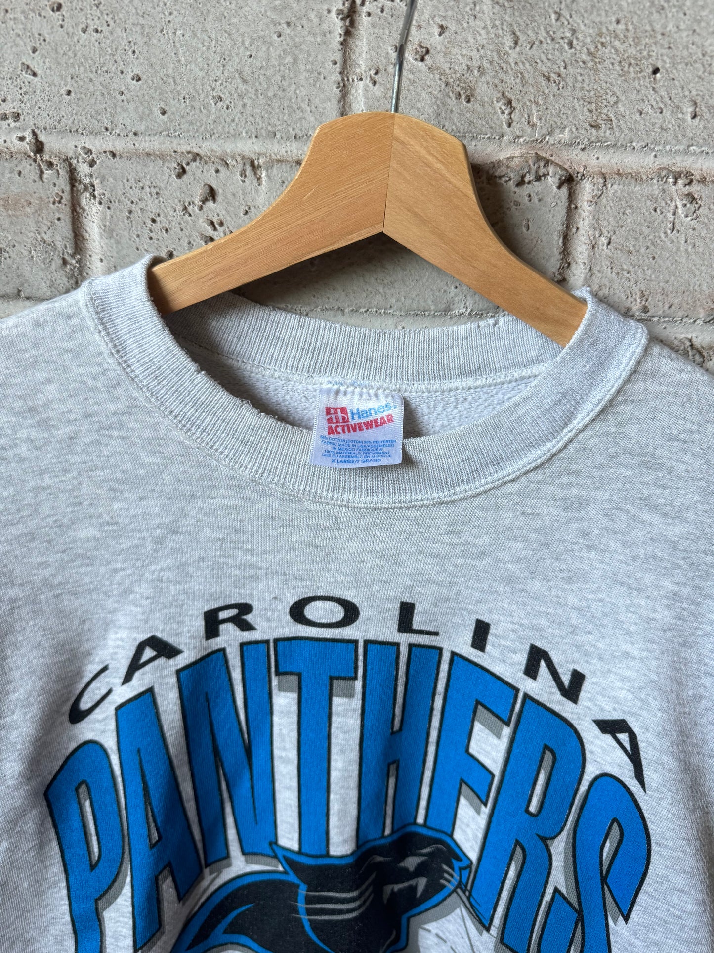 1993 Carolina Panthers “The NFL Experience Begins” Heather Grey Crewneck (Large)