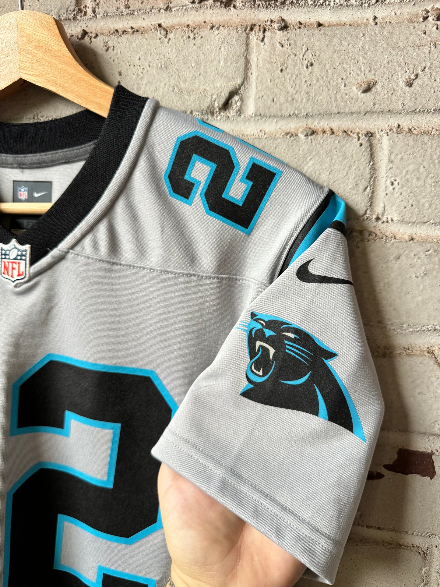 2020 Carolina Panthers Christian McCaffrey Silver Nike NFL Jersey (Youth Medium)