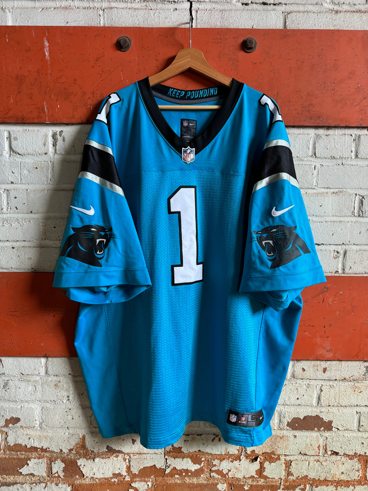 2012 Carolina Panthers Cam Newton Alternate Blue Nike First Generation Heavy Mesh Authentic NFL Jersey (4XL)