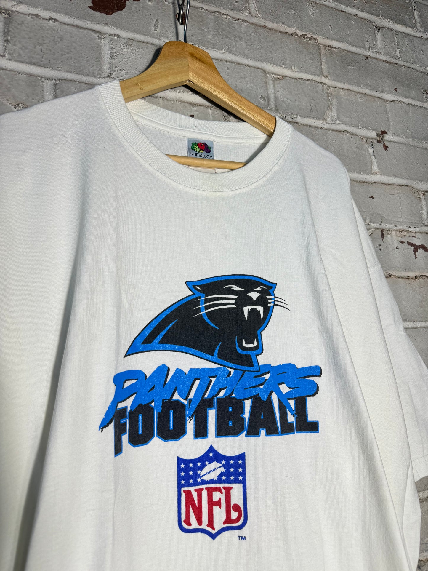 00’s Carolina Panthers Vintage White Cat Scratch Font NFL Tee - Deadstock (XXL)