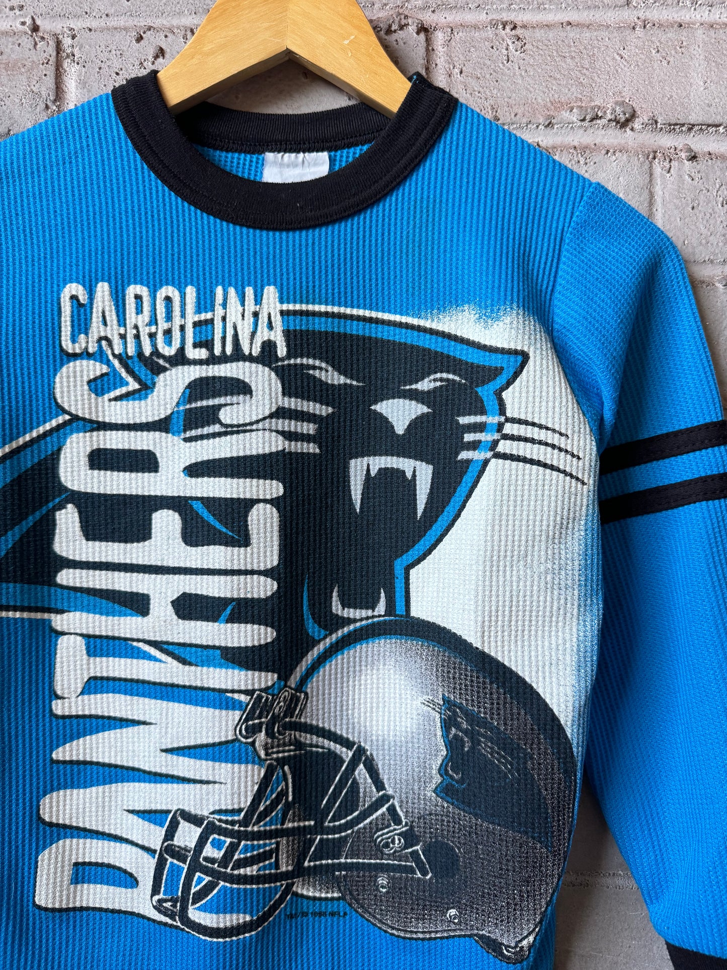 1998 Carolina Panthers Vintage Kids Waffleknit Thermal Longsleeve NFL Tee (Youth Small)