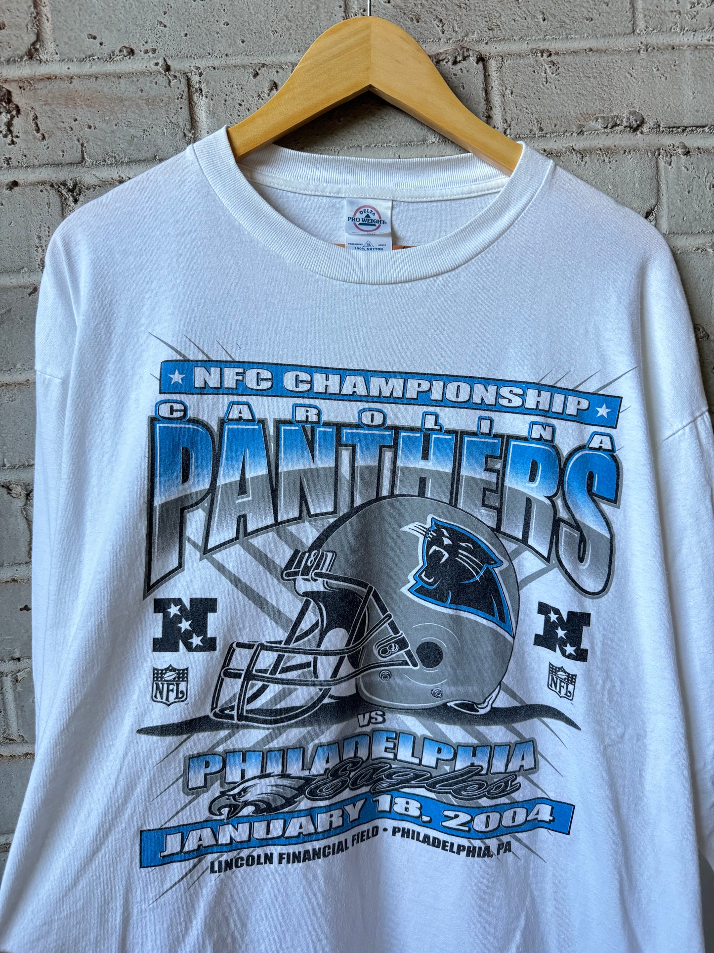 2004 Carolina Panthers vs. Philadelphia Eagles Vintage White NFC Championship NFL Longsleeve Tee (XL)