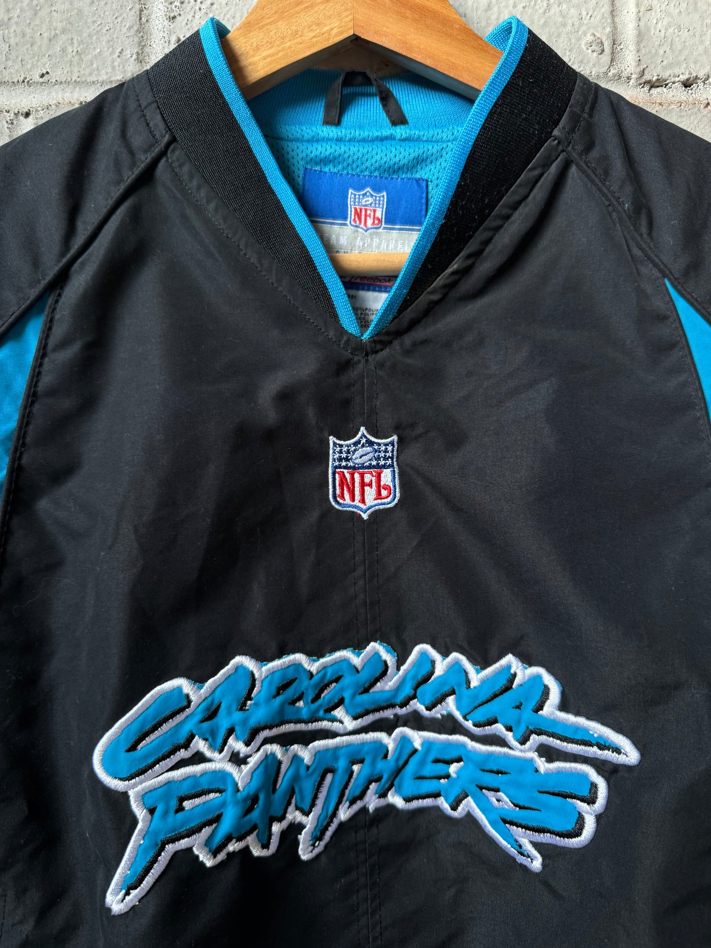 00’s Carolina Panthers Vintage Reebok Cat Scratch Font NFL Pullover (Youth Small)