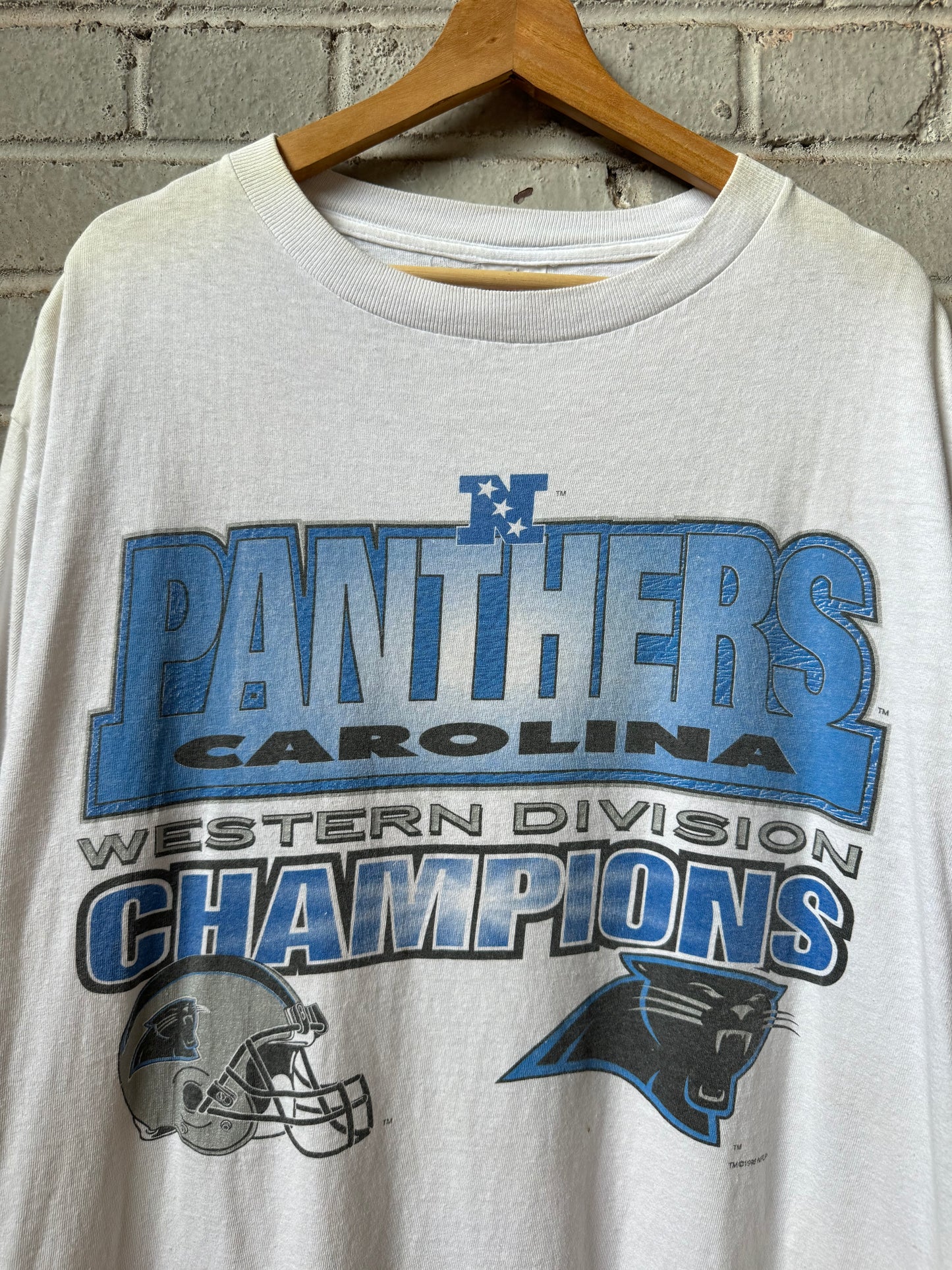 1996 Carolina Panthers Vintage Soft White NFC Western Division Champions NFL Tee (XL)