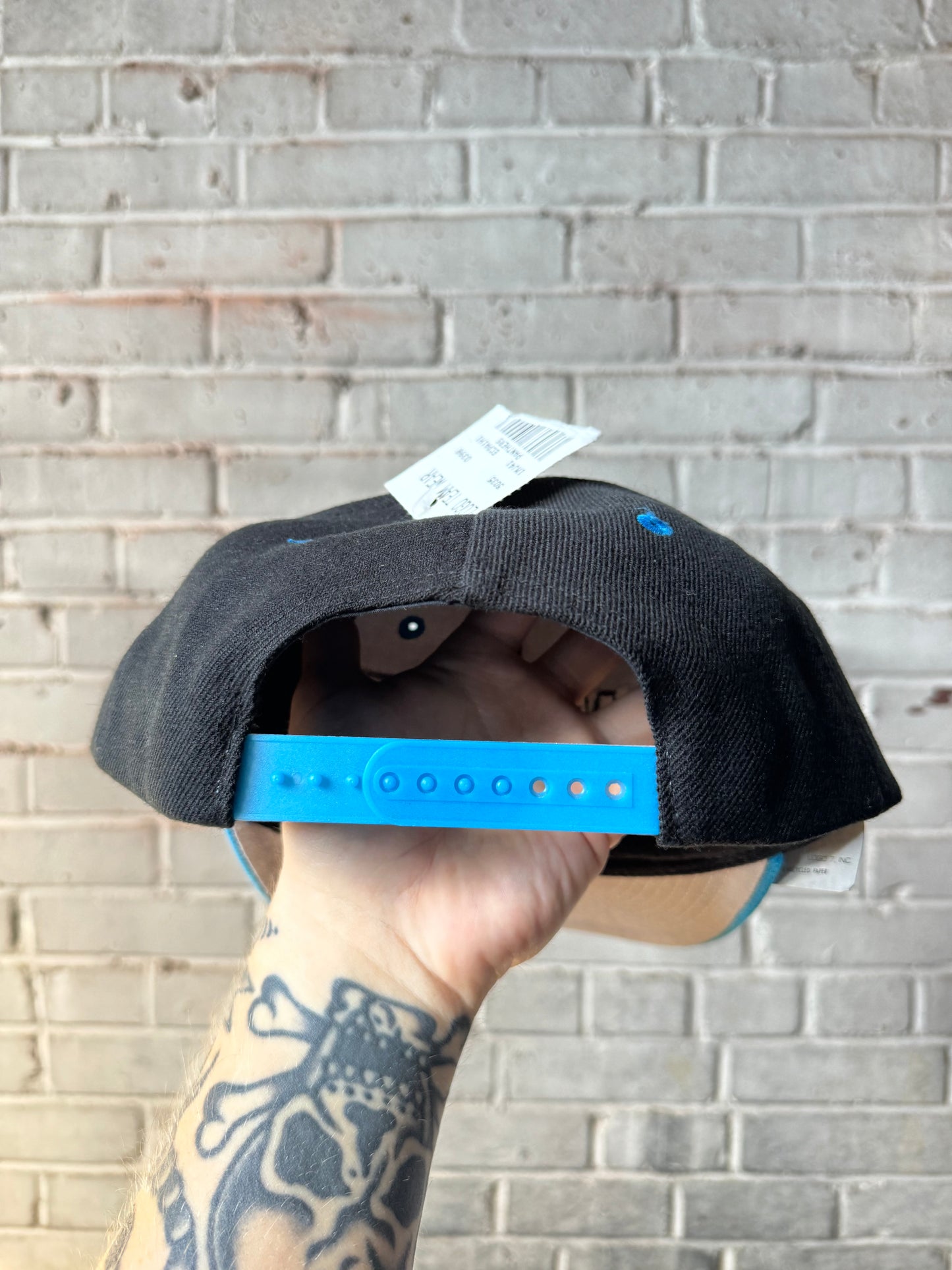 90’s Carolina Panthers Vintage Logo Athletic Two Tone NFL Snapback Hat - Deadstock (OSFA)