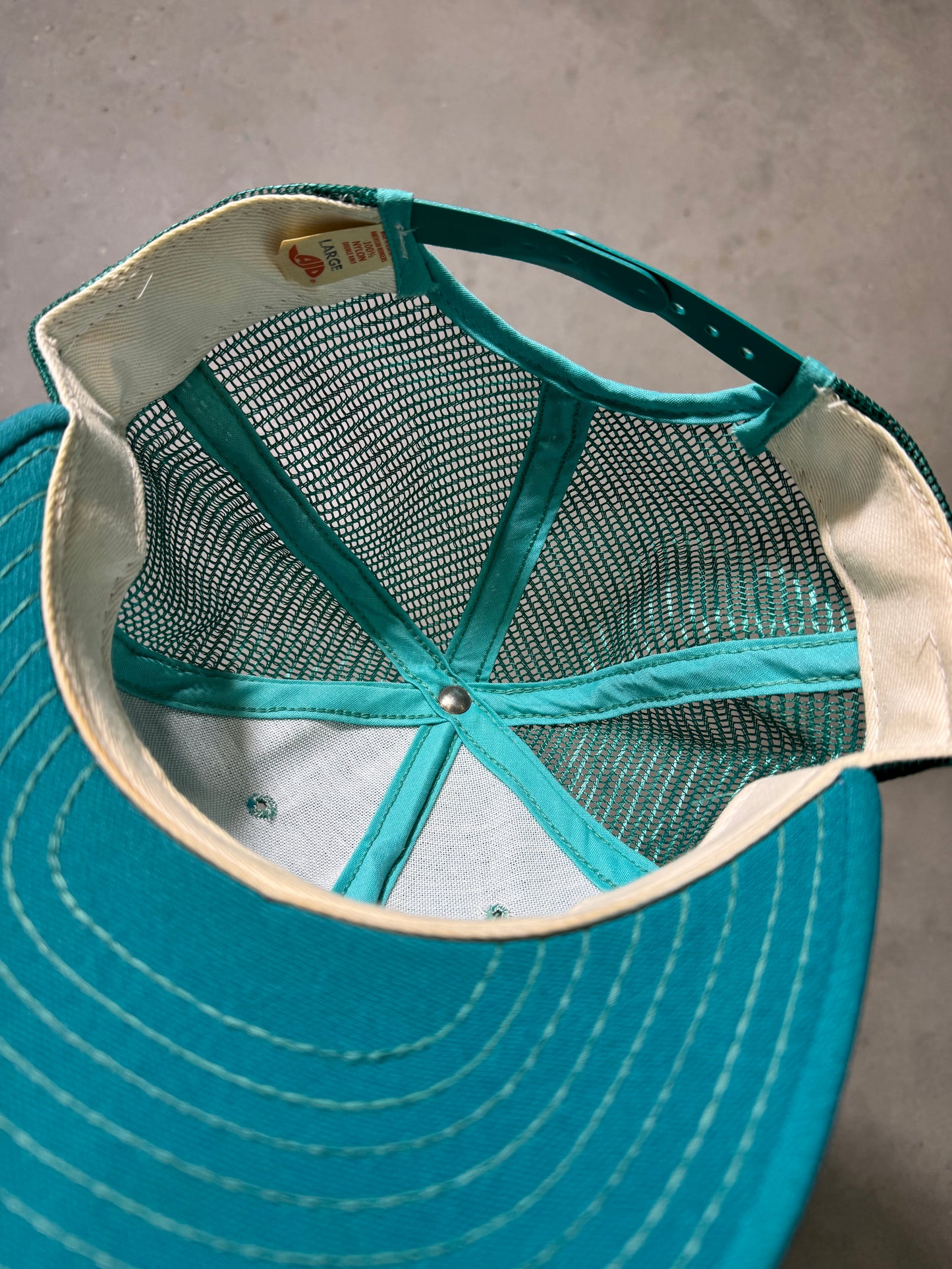 80’s Charlotte Hornets Vintage Teal Plain Logo Mesh Trucker NBA Snapback Hat (OSFA)