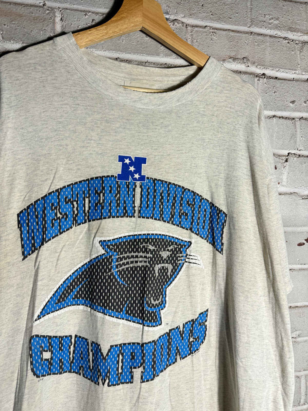 1996 Carolina Panthers NFC Western Division Champions Vintage Heather Grey NFL Tee (XL)
