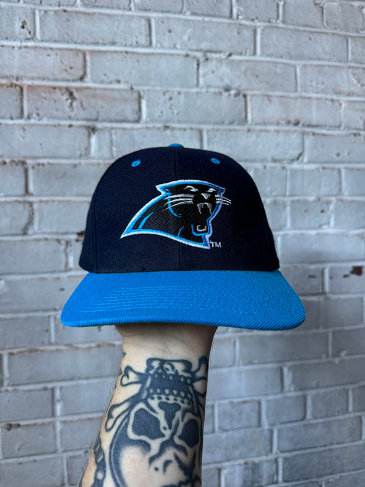90’s Carolina Panthers Vintage Black Plain Logo Wool NFL Snapback Hat (OSFA)