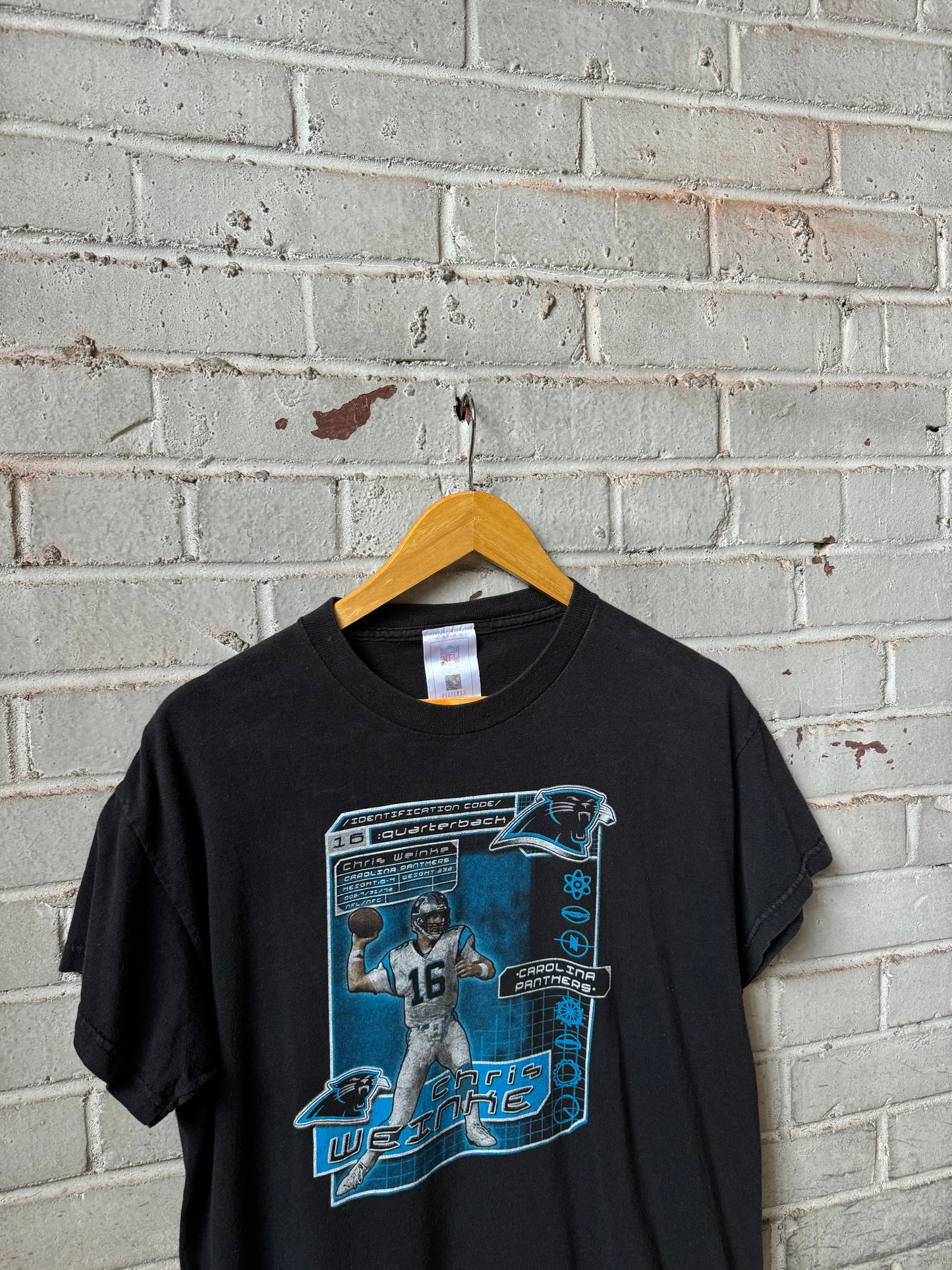 2001 Carolina Panthers Chris Weinke Vintage Cyber Style Black NFL Kids Tee (Youth XL)
