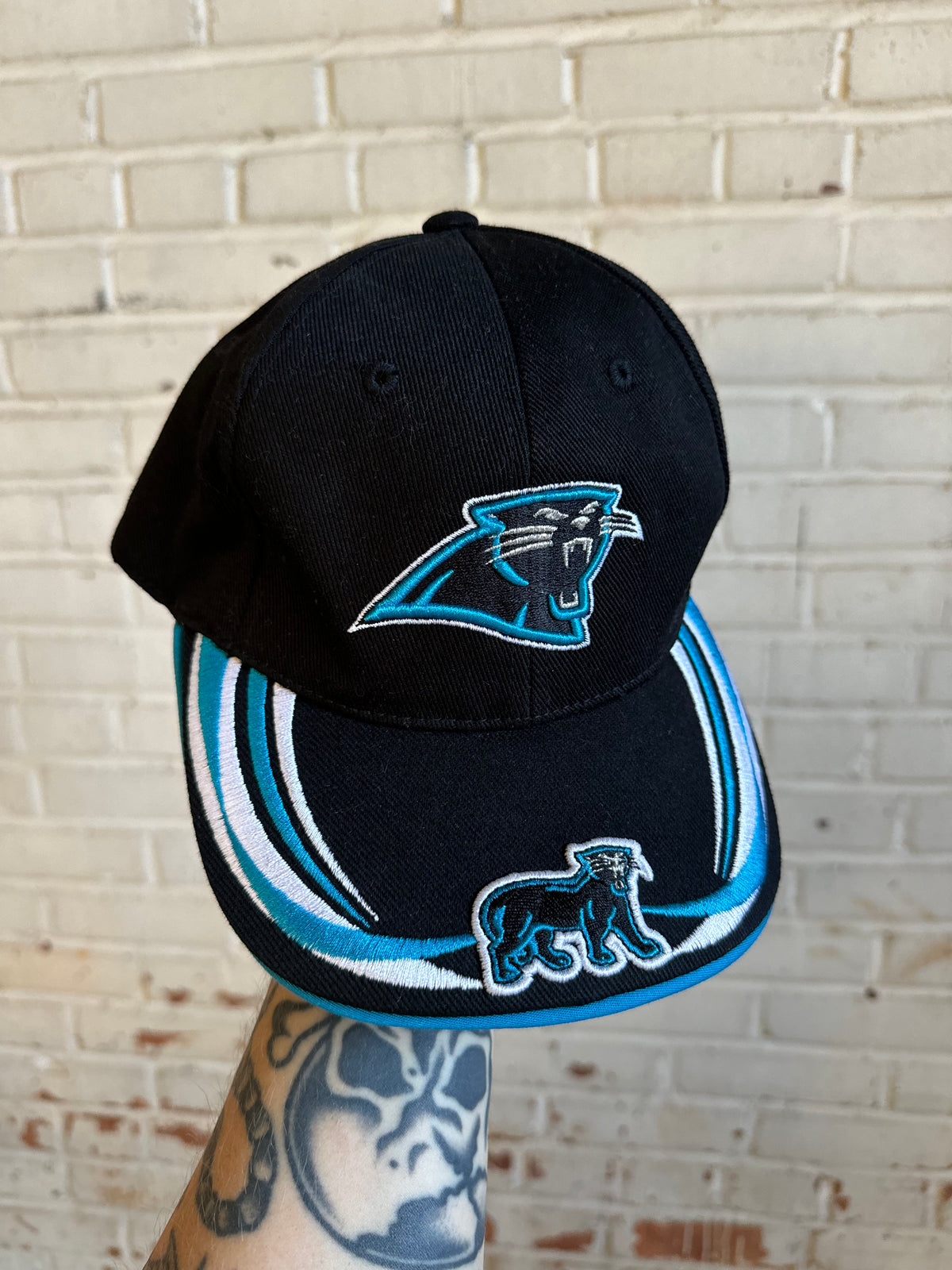 90’s Carolina Panthers Vintage Annco Full Cat Alternate Logo NFL Strapback Hat (OSFA)