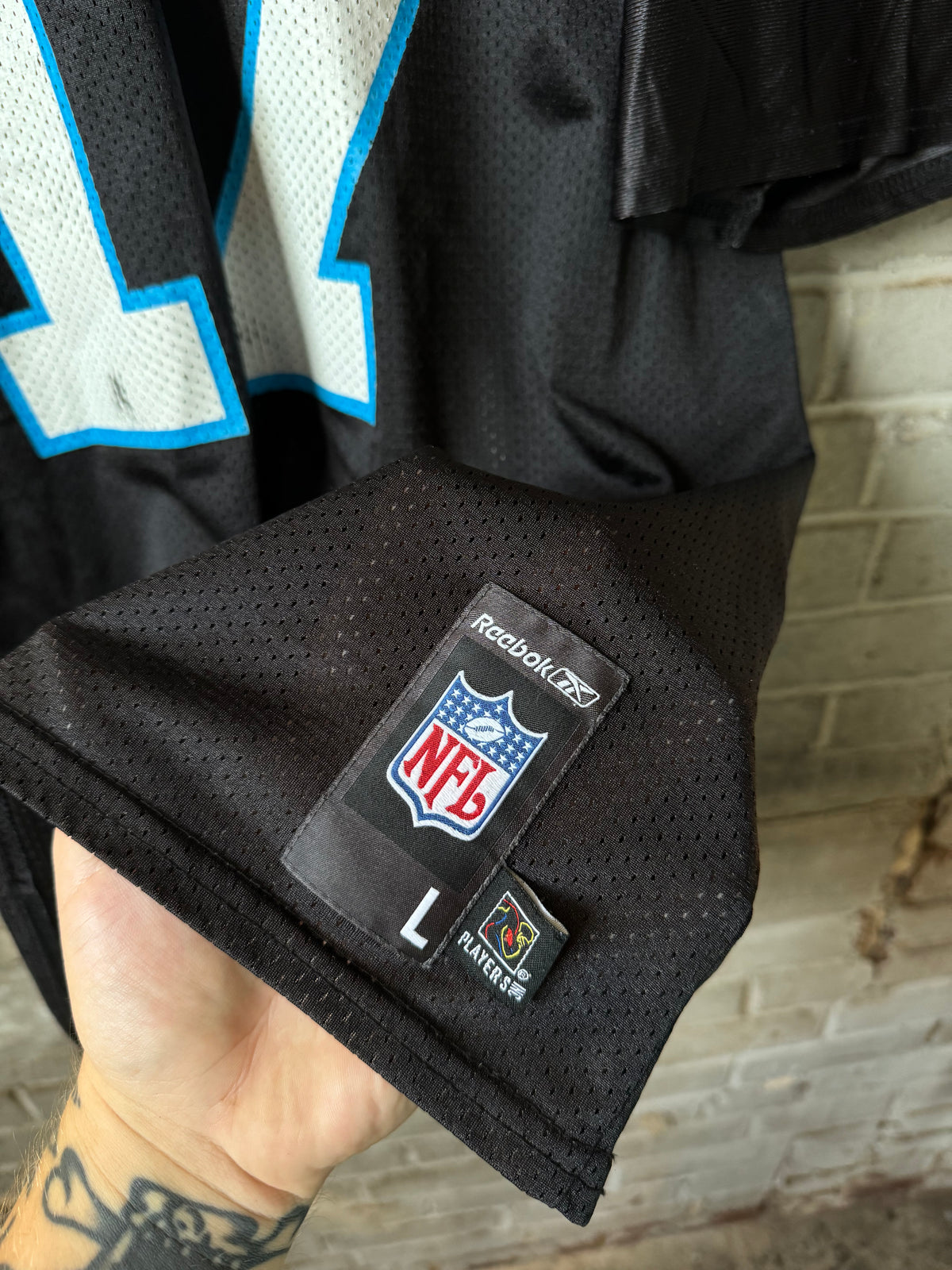 00’s Carolina Panthers Jake Delhomme Vintage Black Reebok NFL Jersey (Large)