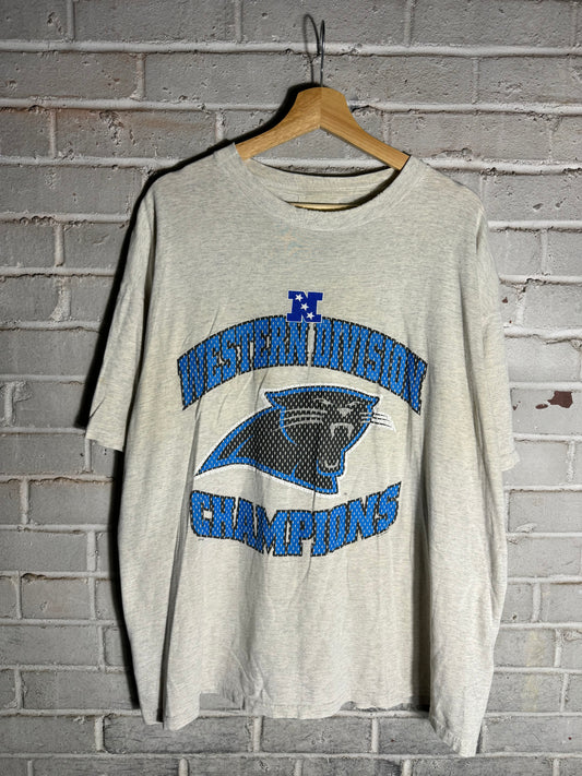 1996 Carolina Panthers NFC Western Division Champions Vintage Heather Grey NFL Tee (XL)