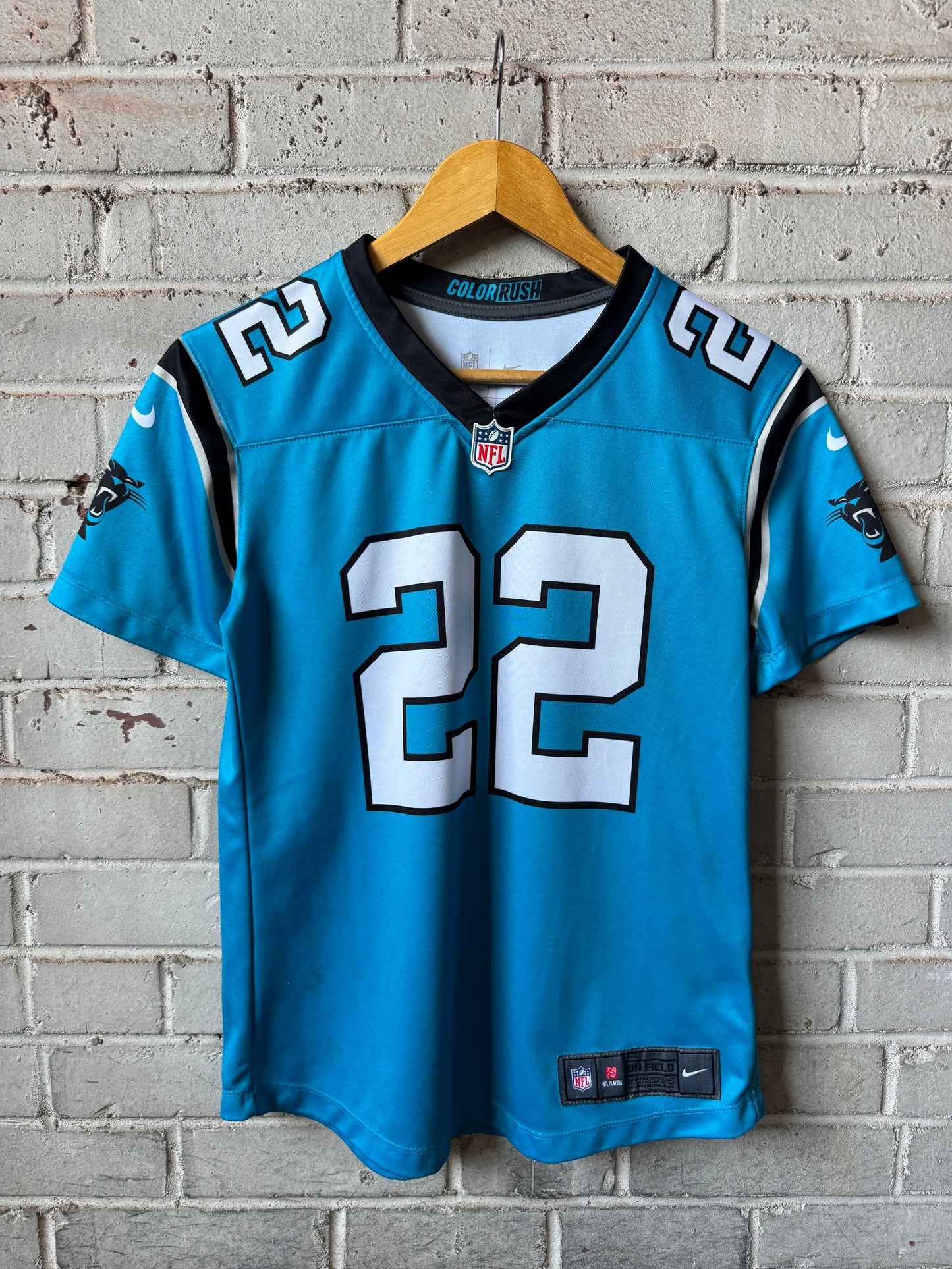 2019 Carolina Panthers Christian McCaffrey Nike Blue Color Rush NFL Jersey (Youth Small)