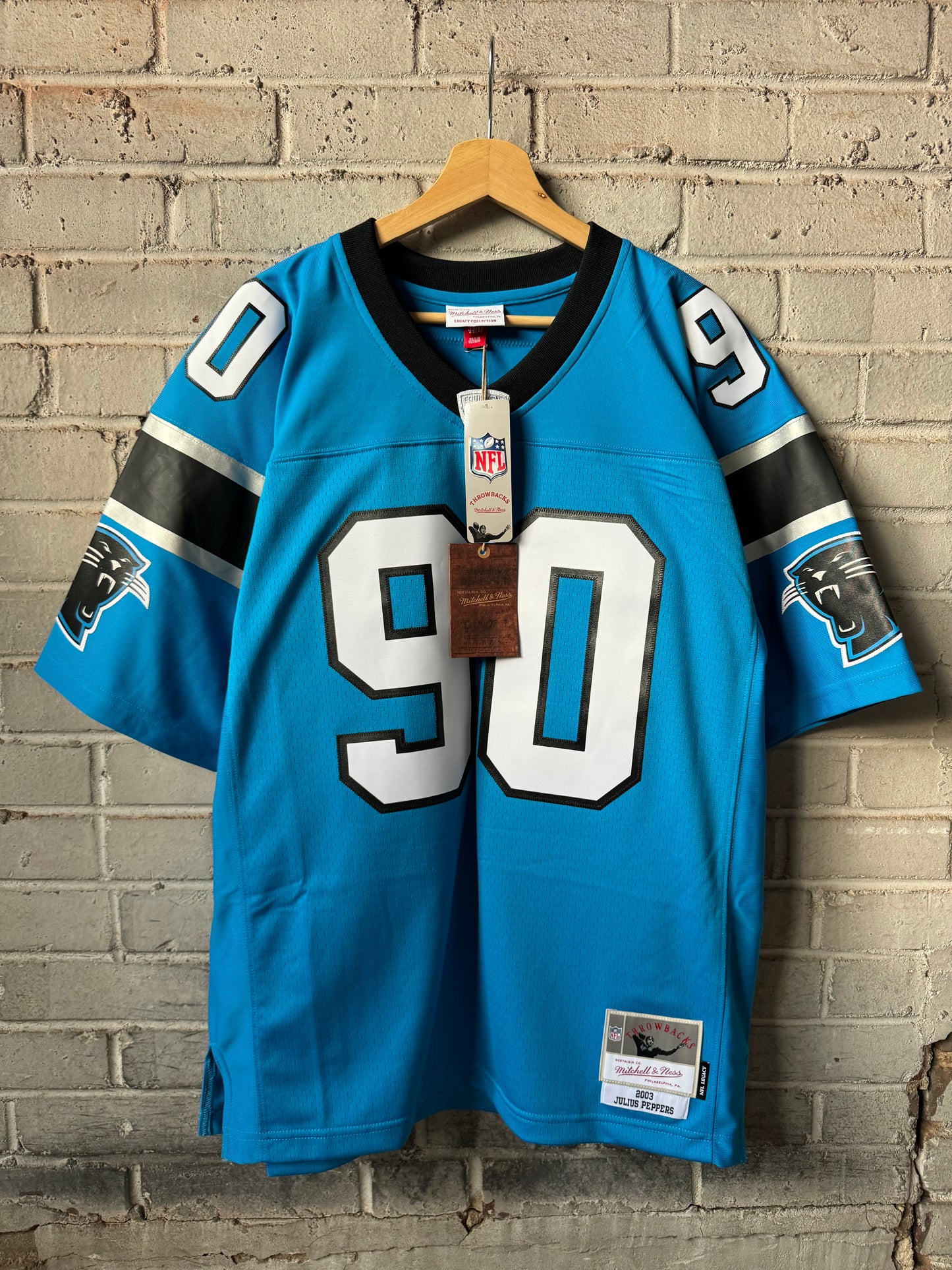 2003 Carolina Panthers Julius Peppers Alternate Blue Mitchell & Ness Legacy NFL Throwback Jersey - Deadstock (44/Large)