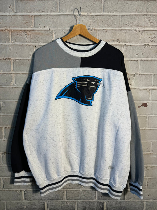 90’s Carolina Panthers Vintage Colorblocked Big Patch NFL Crewneck (XL)