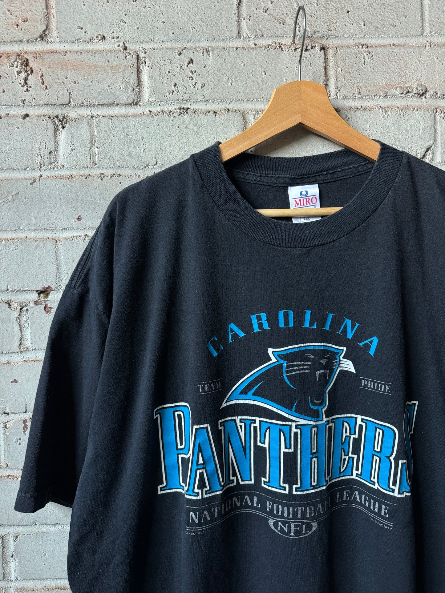 2000 Carolina Panthers Vintage Black Spellout NFL Tee (XXL)