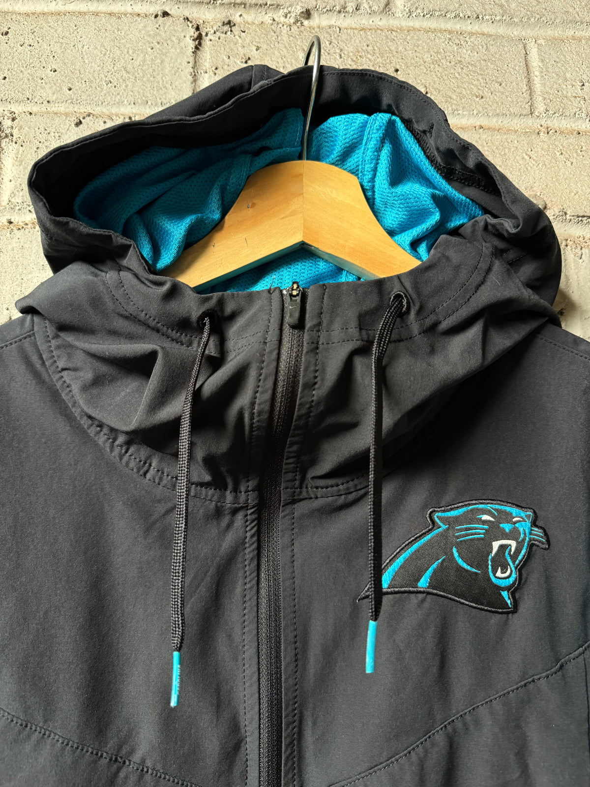 2022 Carolina Panthers Black Blue Nike Quarter Zip Sideline NFL Pullover Jacket (Small)