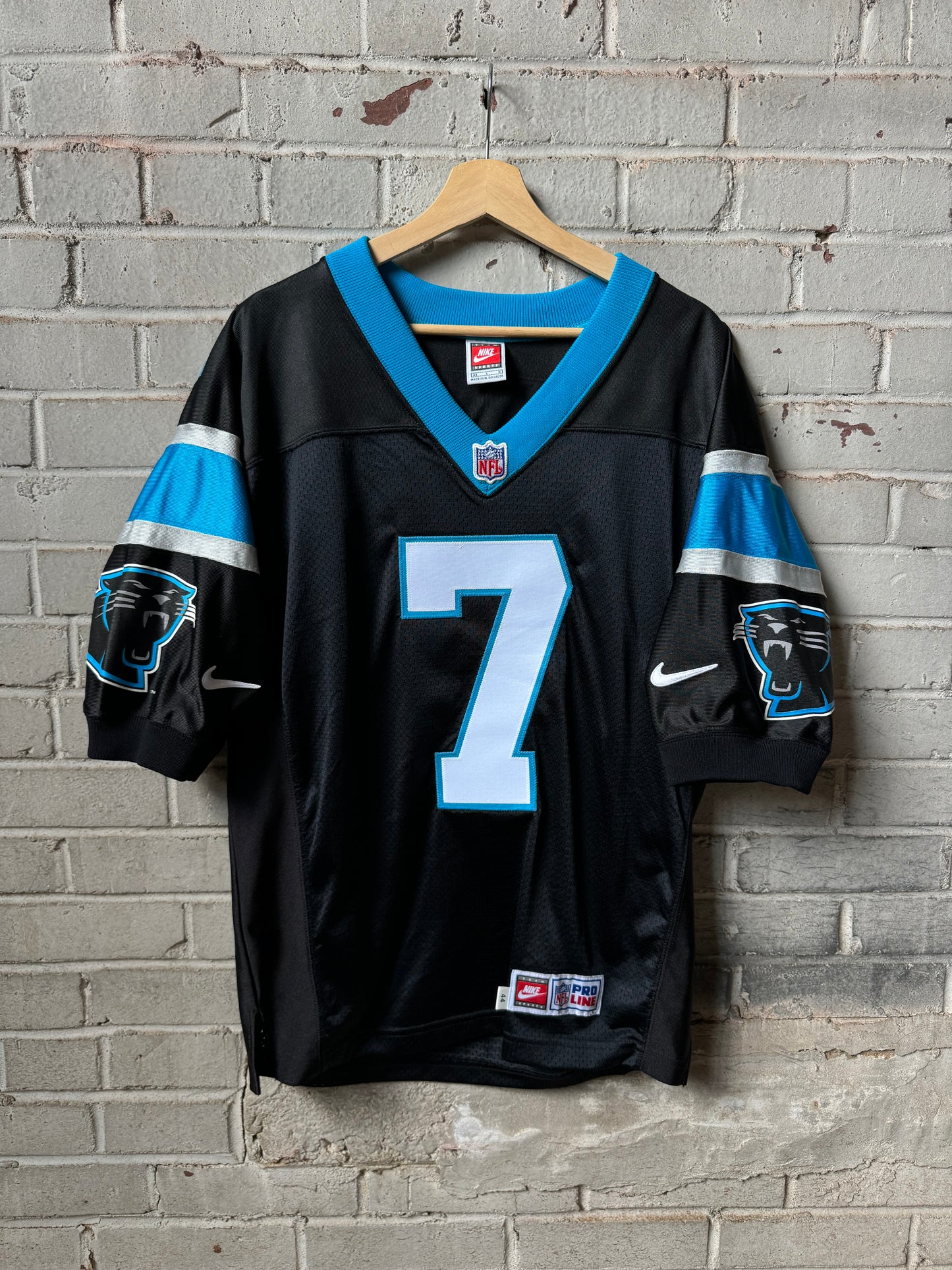 1999 Carolina Panthers Steve Beuerlein Vintage Black Nike Authentic On Field NFL Jersey (44/Large)