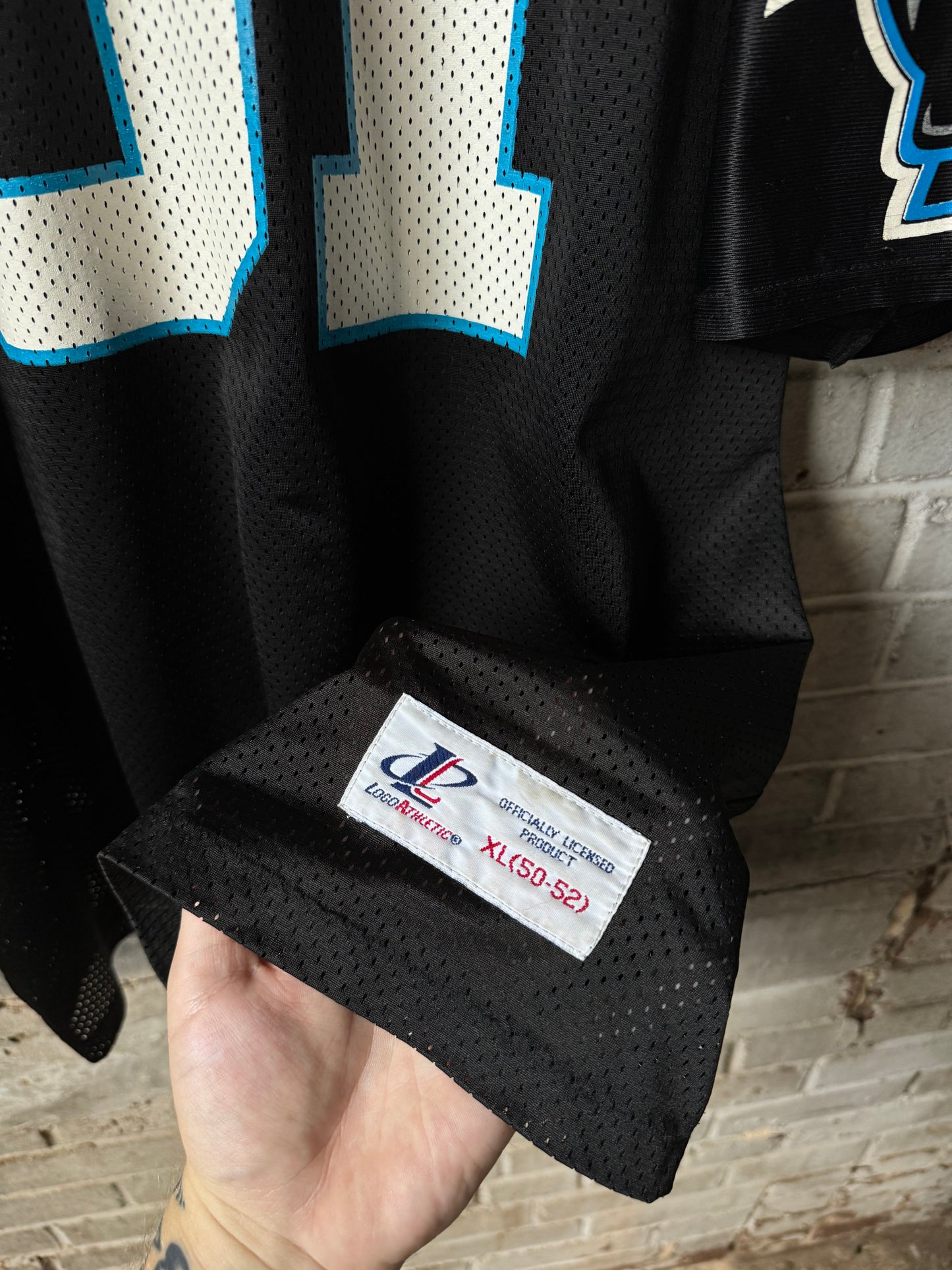1995 Carolina Panthers Sam Mills Vintage Black Logo Athletic NFL Jersey (XL)