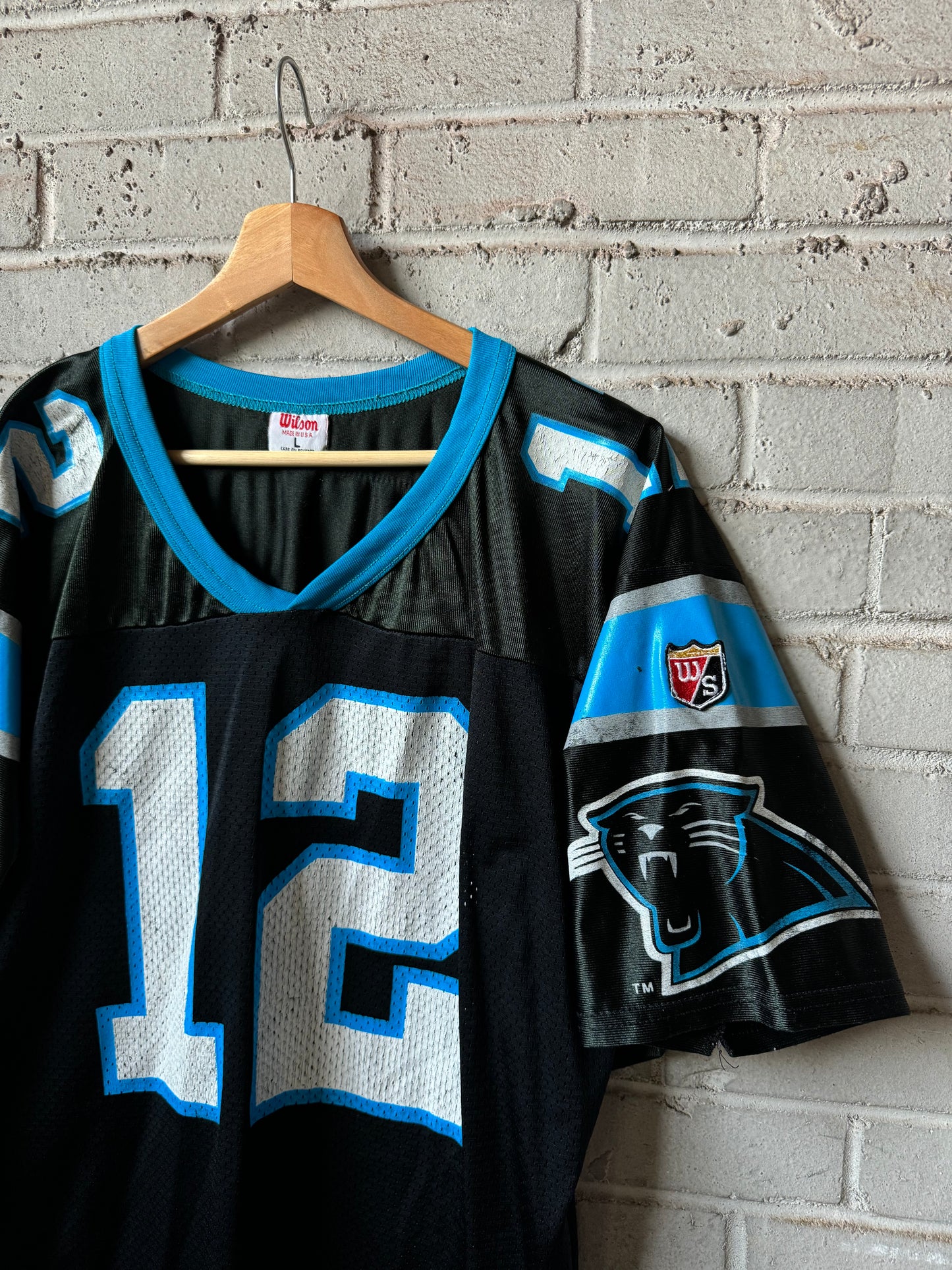 90’s Carolina Panthers Kerry Collins Vintage Black Wilson NFL Jersey (Large)