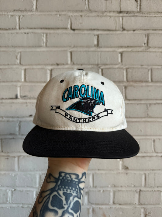 90’s Carolina Panthers Vintage Twins Enterprises Two Tone Embroidered NFL Snapback Hat (OSFA)
