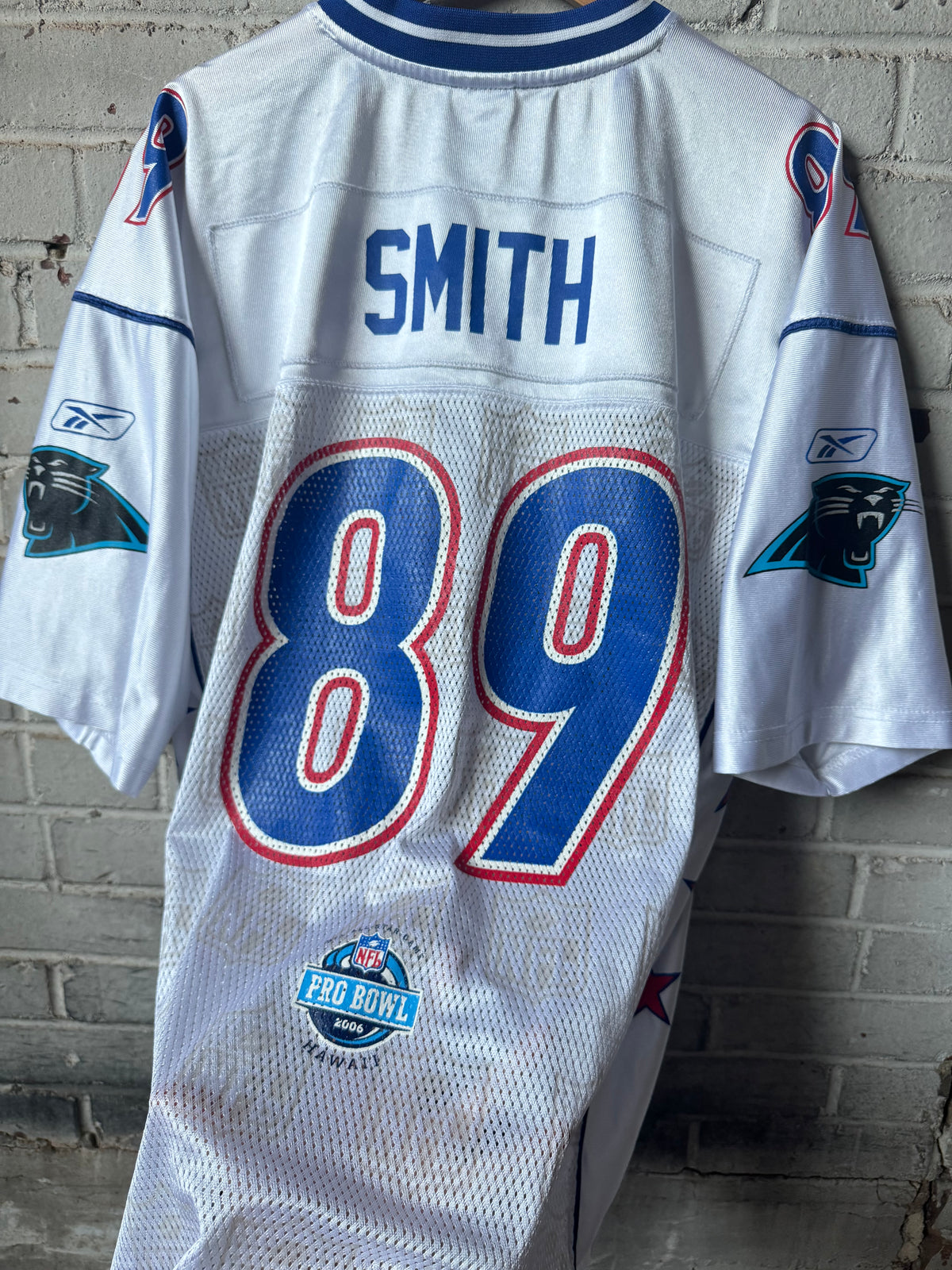 2006 Carolina Panthers Steve Smith White Reebok Pro Bowl NFL Jersey (XL)