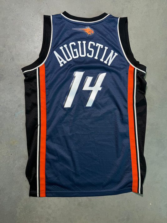 00’s Charlotte Bobcats D.J. Augustin Vintage Blue Reebok Stitched Adidas NBA Swingman Jersey (XL)