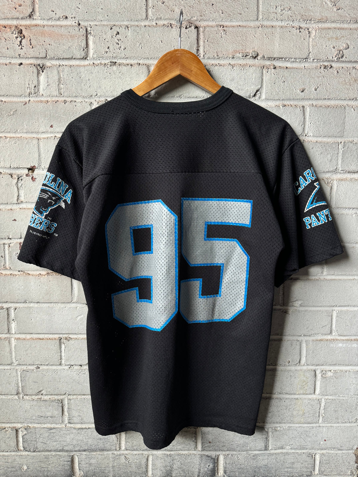 1995 Carolina Panthers Vintage Black Logo 7 Inaugural Season Mesh NFL Practice Jersey (Medium)