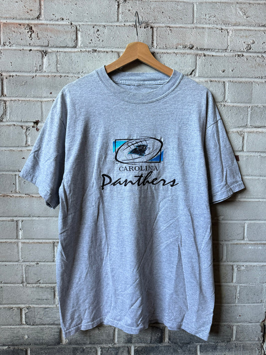 90’s Carolina Panthers Vintage Grey Embroidered NFL Tee (Large)