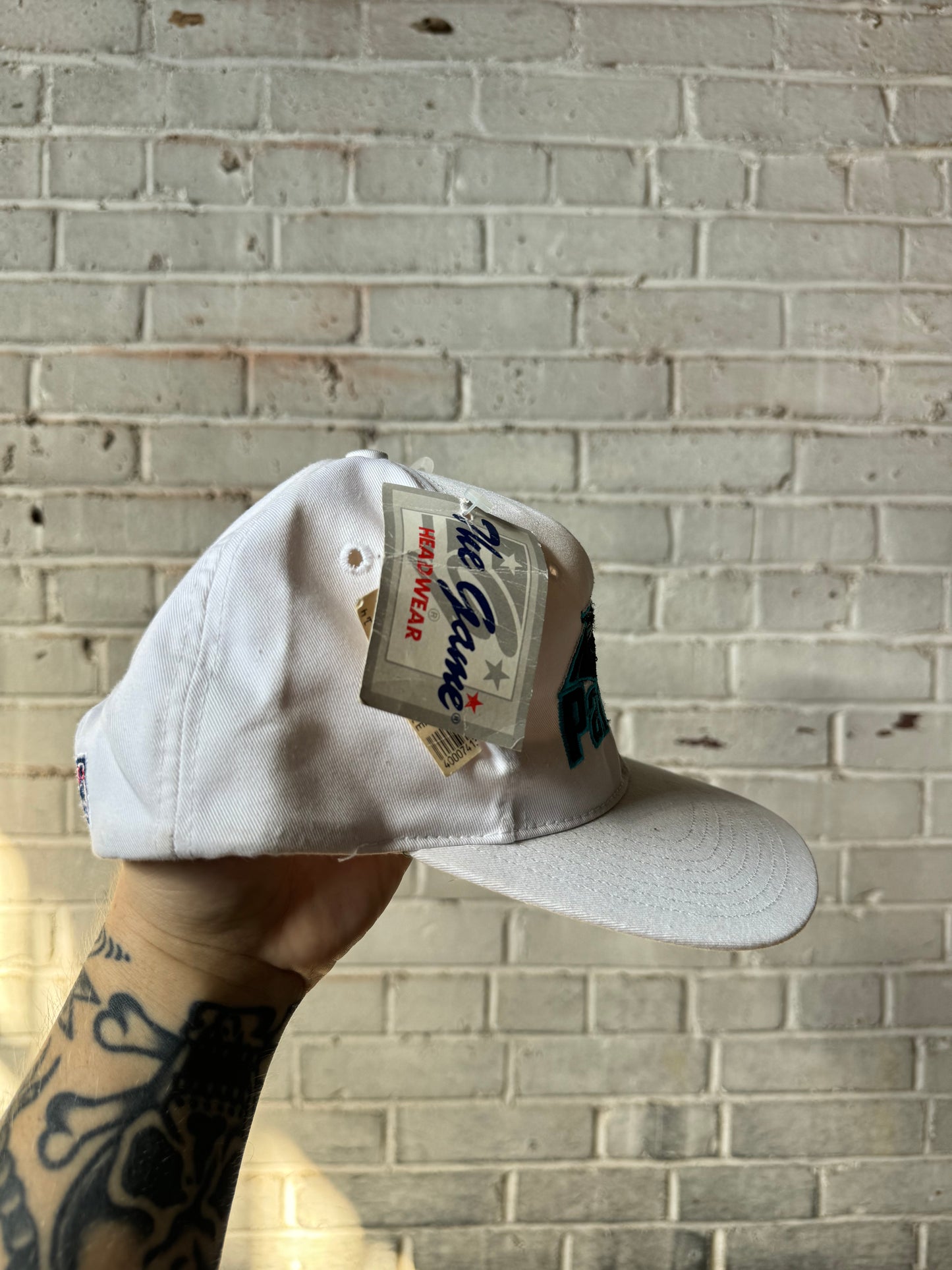 90’s Carolina Panthers Vintage White The Game NFL Snapback Hat - Deadstock (OSFA)