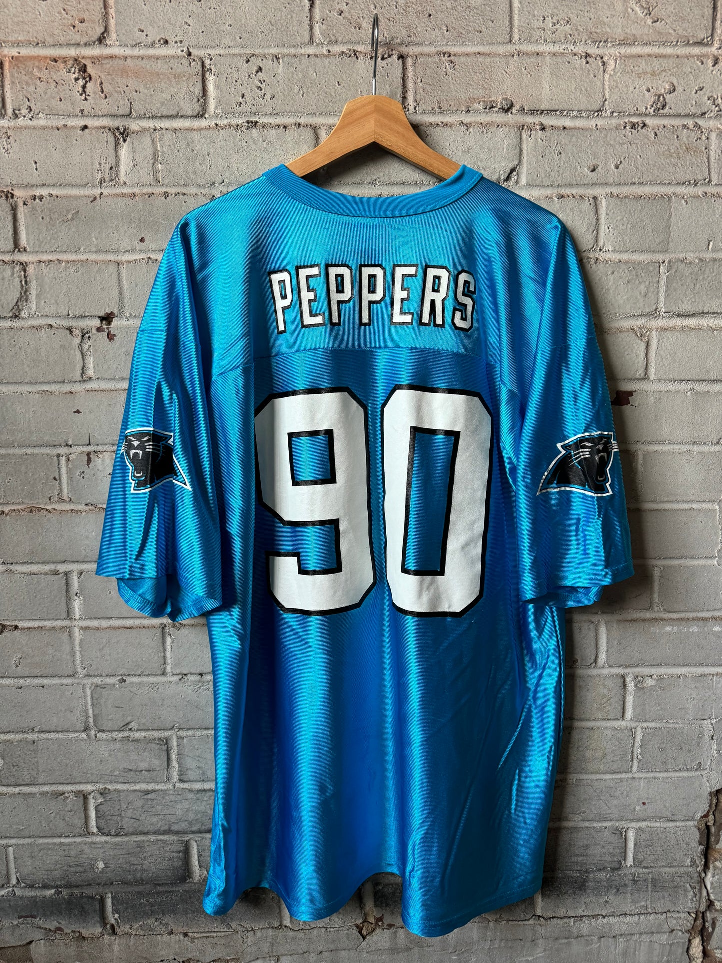 00’s Carolina Panthers Julius Peppers Vintage Blue NFL Jersey (XL)