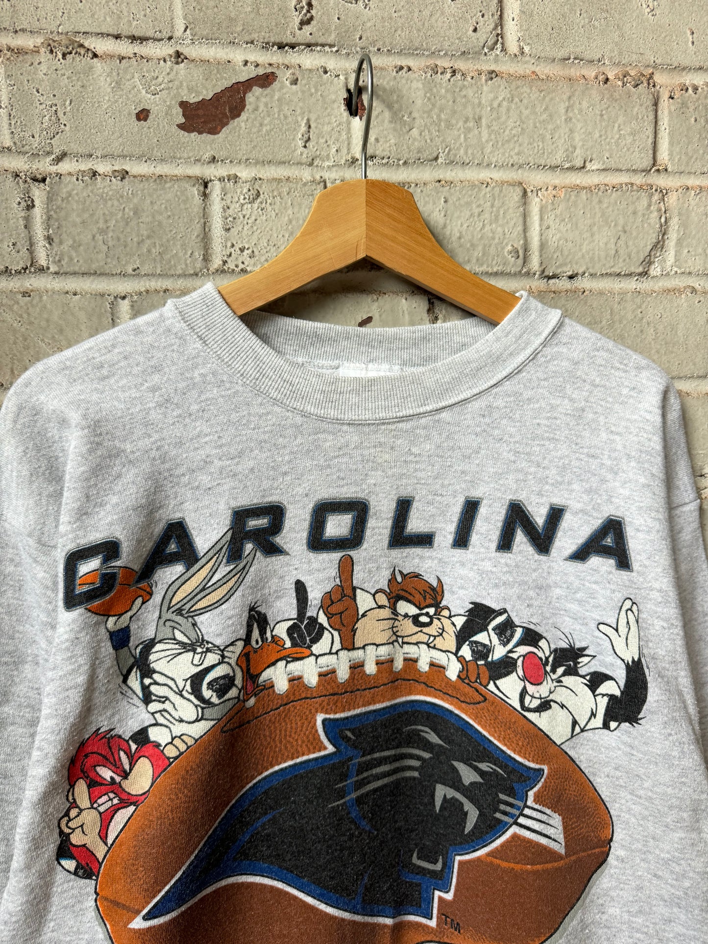 1993 Carolina Panthers x Looney Tunes Cartoon Crossover NFL Crewneck (Medium)