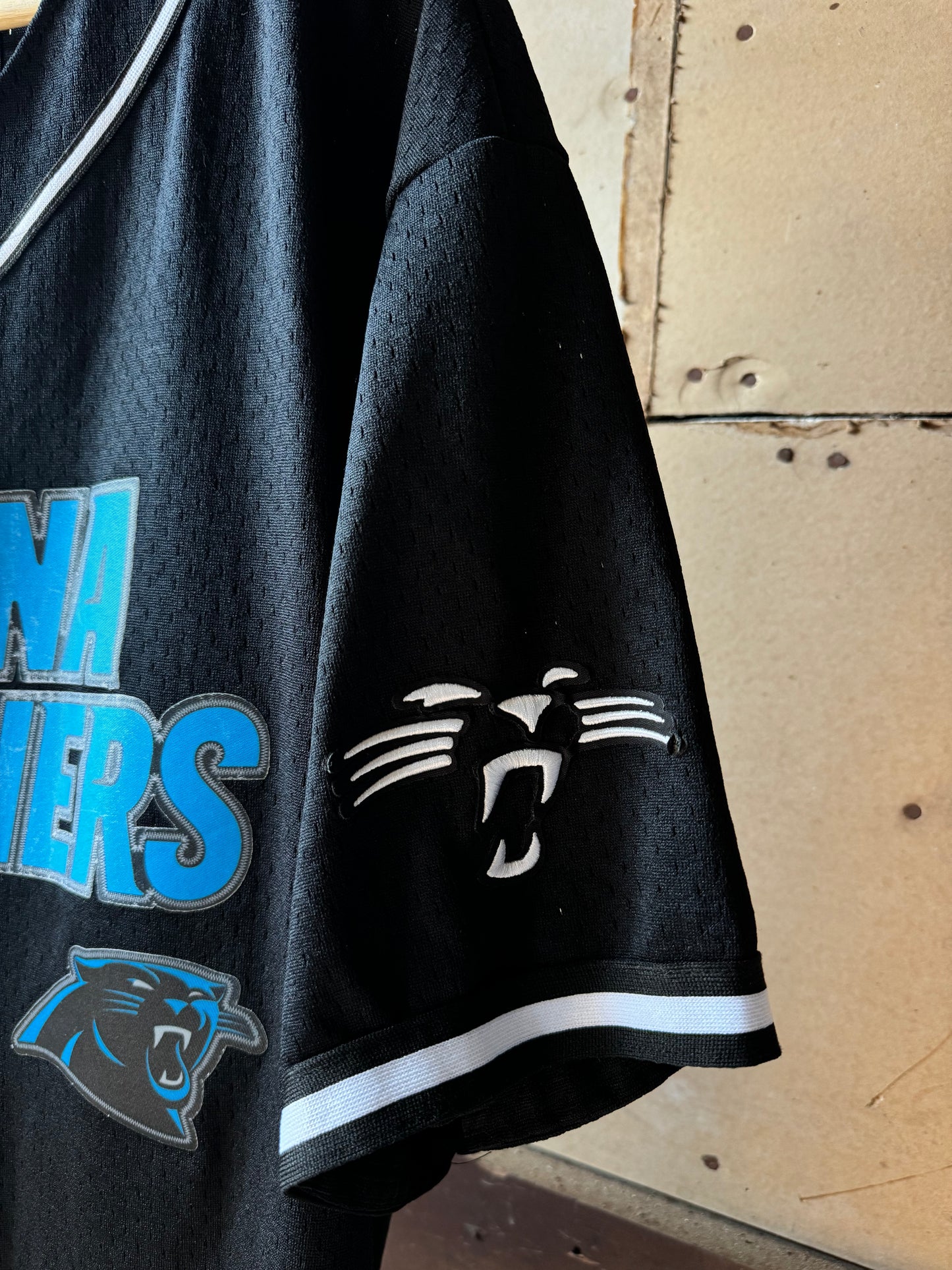 Carolina Panthers Multi Logo Embroidered Pro Standard NFL Baseball Jersey (XXL)