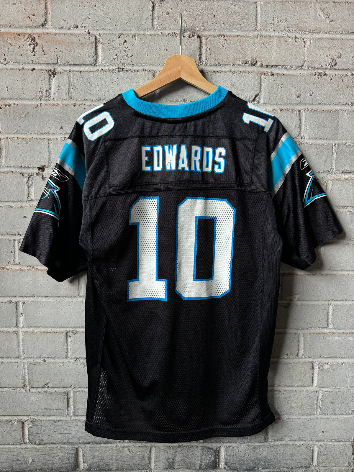 2010 Carolina Panthers Armanti Edwards Vintage Black Reebok NFL Jersey (Youth Large)